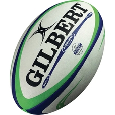Gilbert Barbarian Match Rugby Ball - White/Blue/Green - Size 5