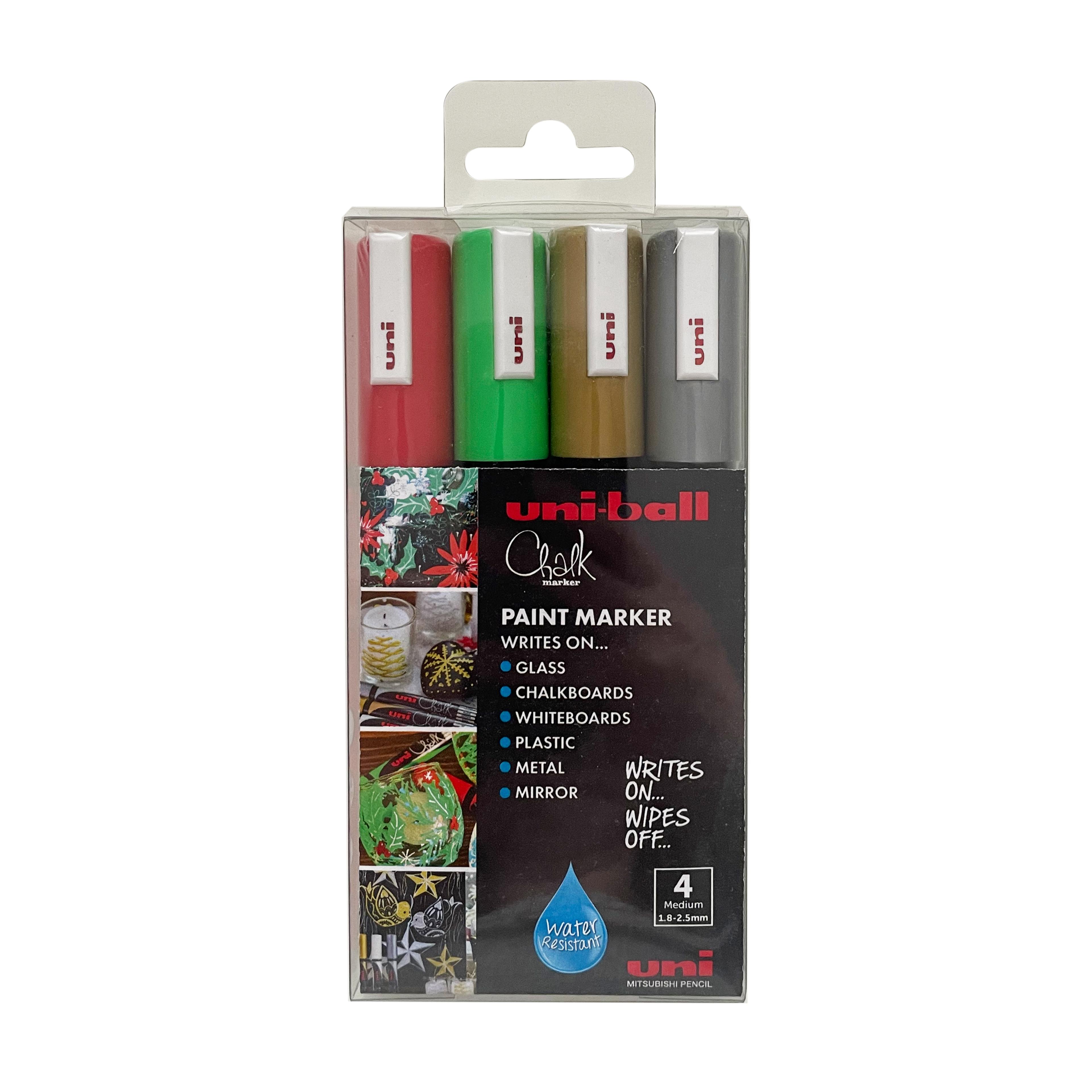 uni-Ball Christmas Chalk Markers - Pack of 4