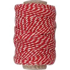 Cotton Cord - Red & White - 50m