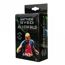 Sure Shot Matthew Syed 3 Star Table Tennis Balls - White - Pack of 6 