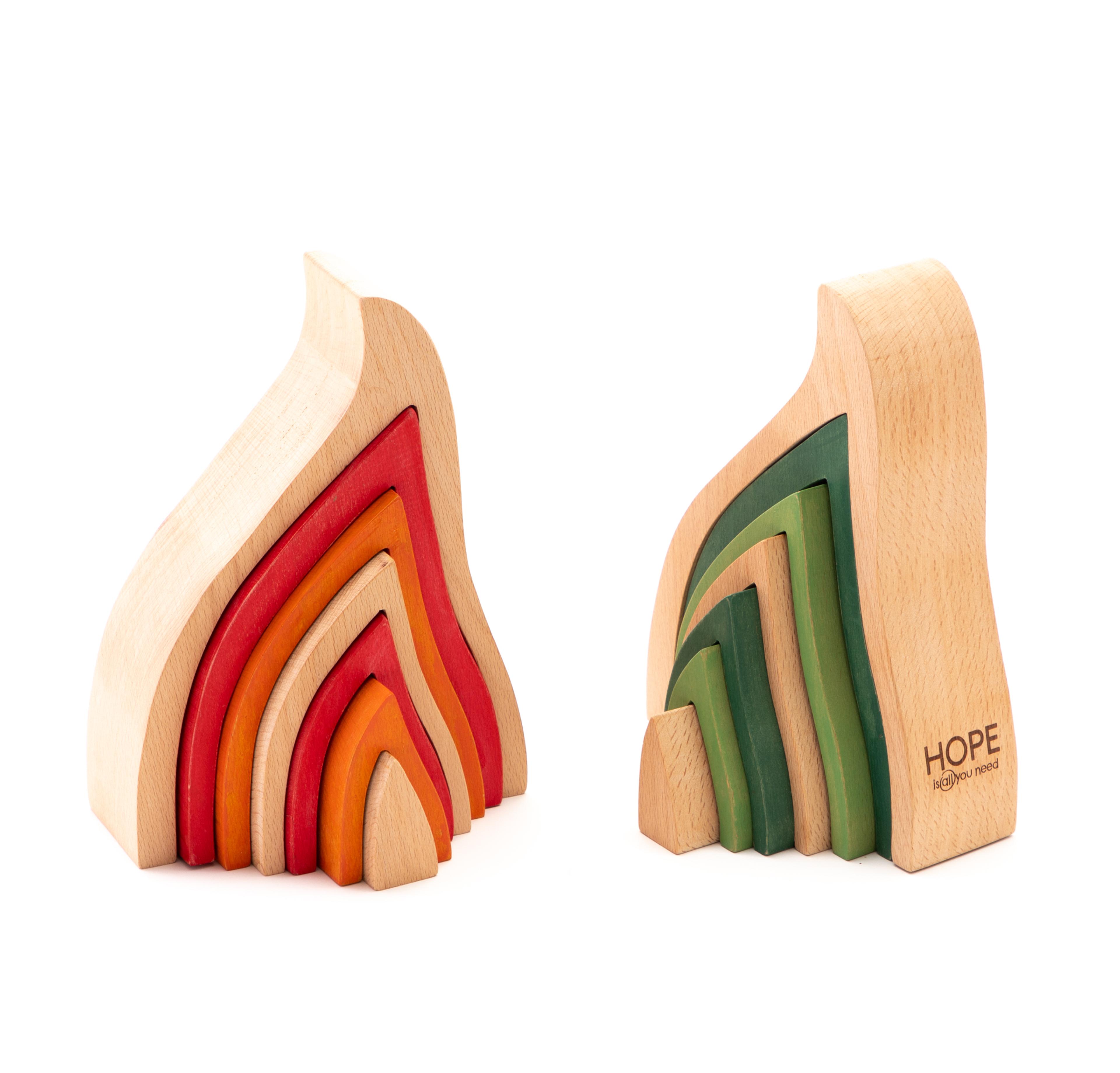 Wooden Nesting Mountain and Fire from Hope Education - Pack of 2