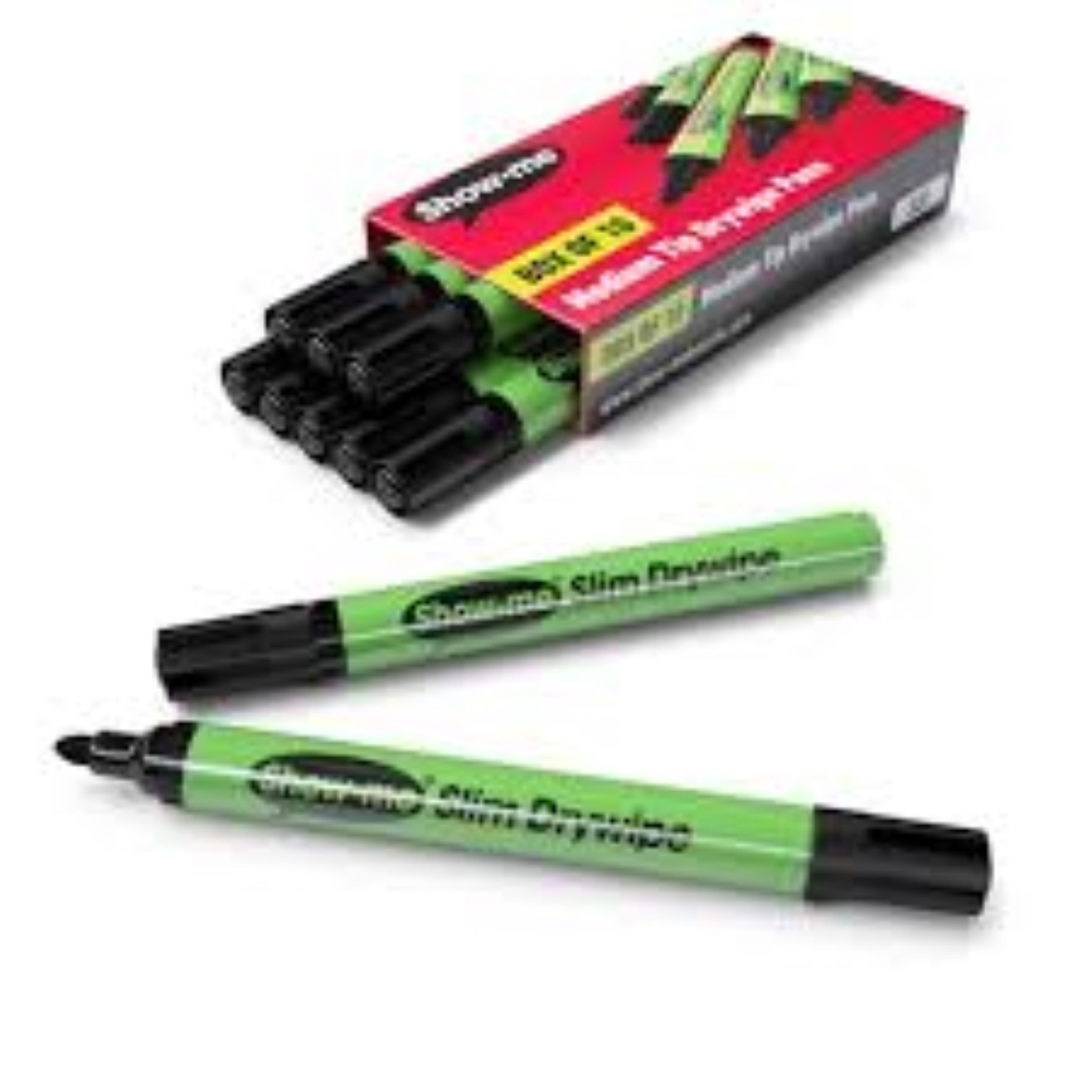 Show-me Drywipe Pen - Medium Tip Black - Pack of 10