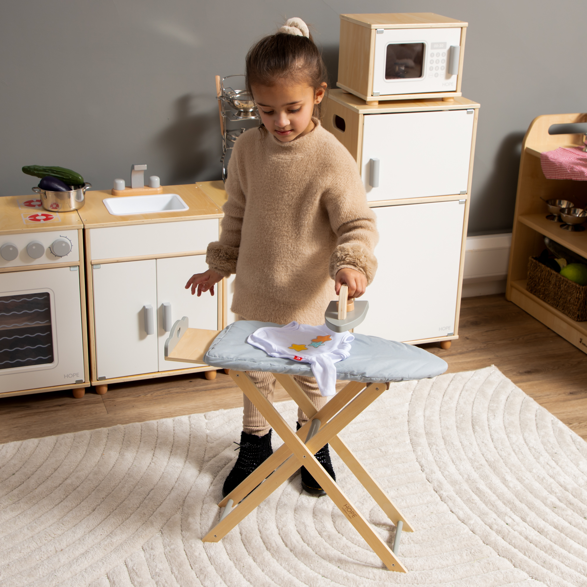 Grey Ironing Board and Iron from Hope Education