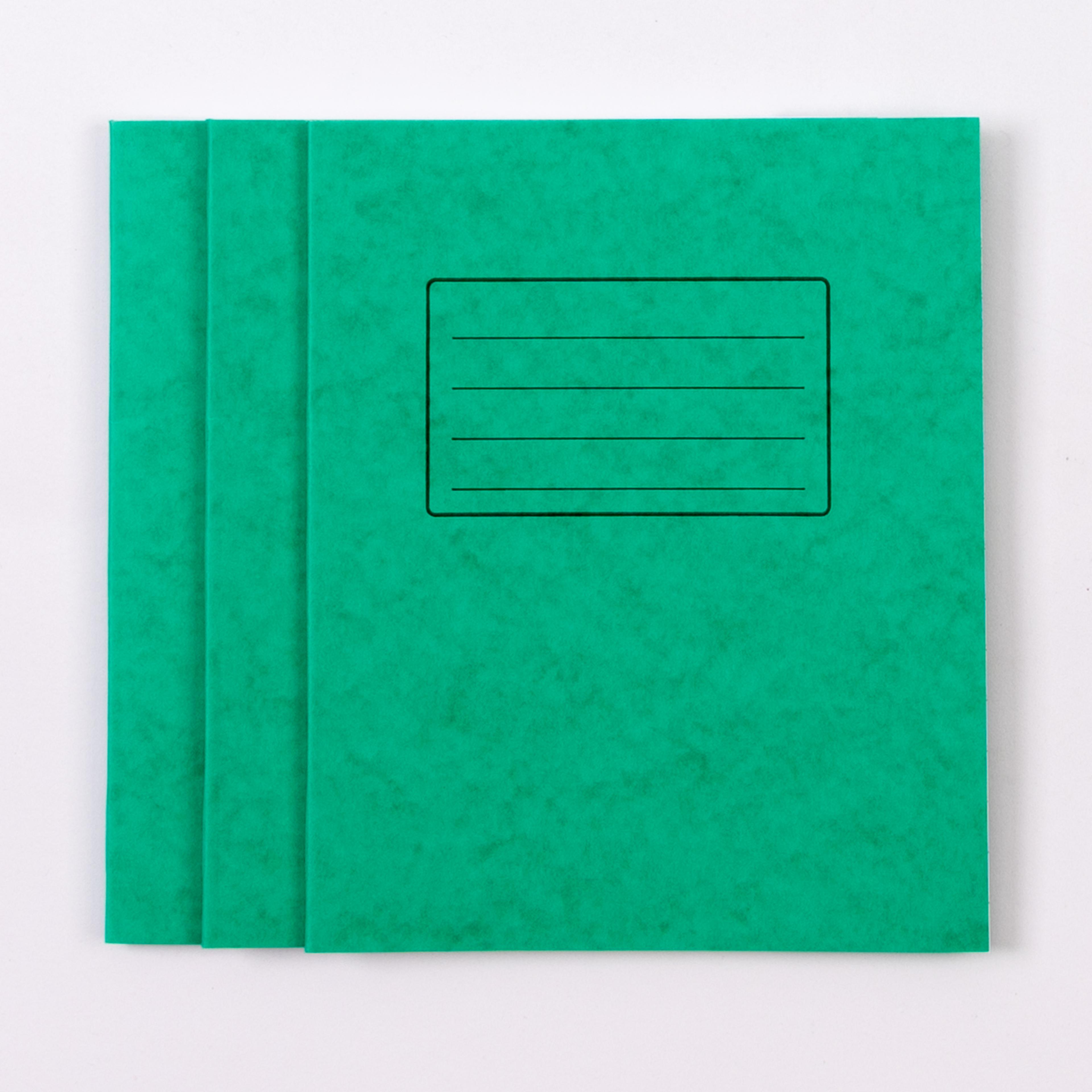 Classmates 8" x 6.5" Exercise Book 32 Page, Top Half Plain/Bottom Half 8mm Ruled, Green - Pack of 100