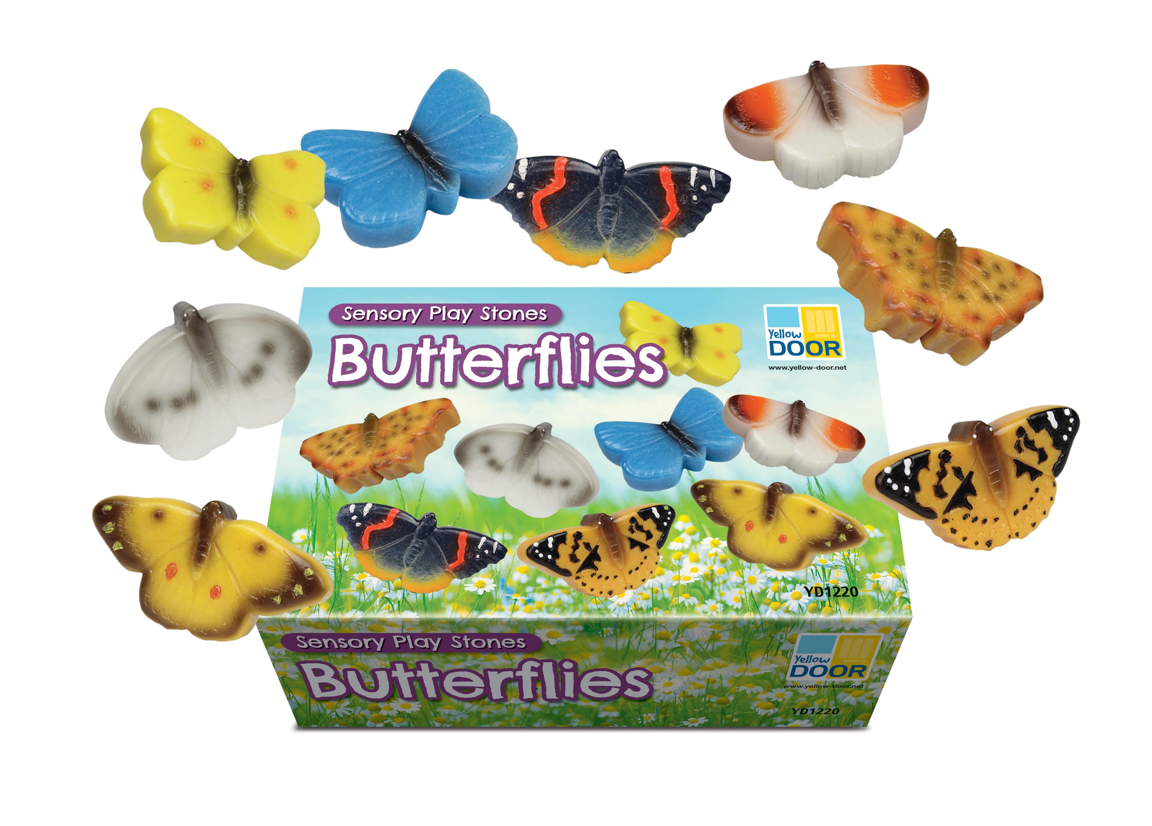 Yellow DOOR Sensory Play Stones - Butterflies - Pack of 8