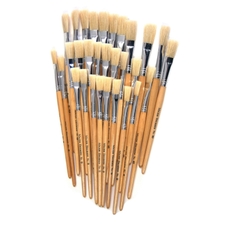 Short Flat Paint Brushes – Assorted Sizes - Pack of 30