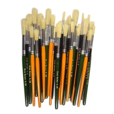Short Round Paint Brushes - Coloured Handle - Assorted - Pack of 30