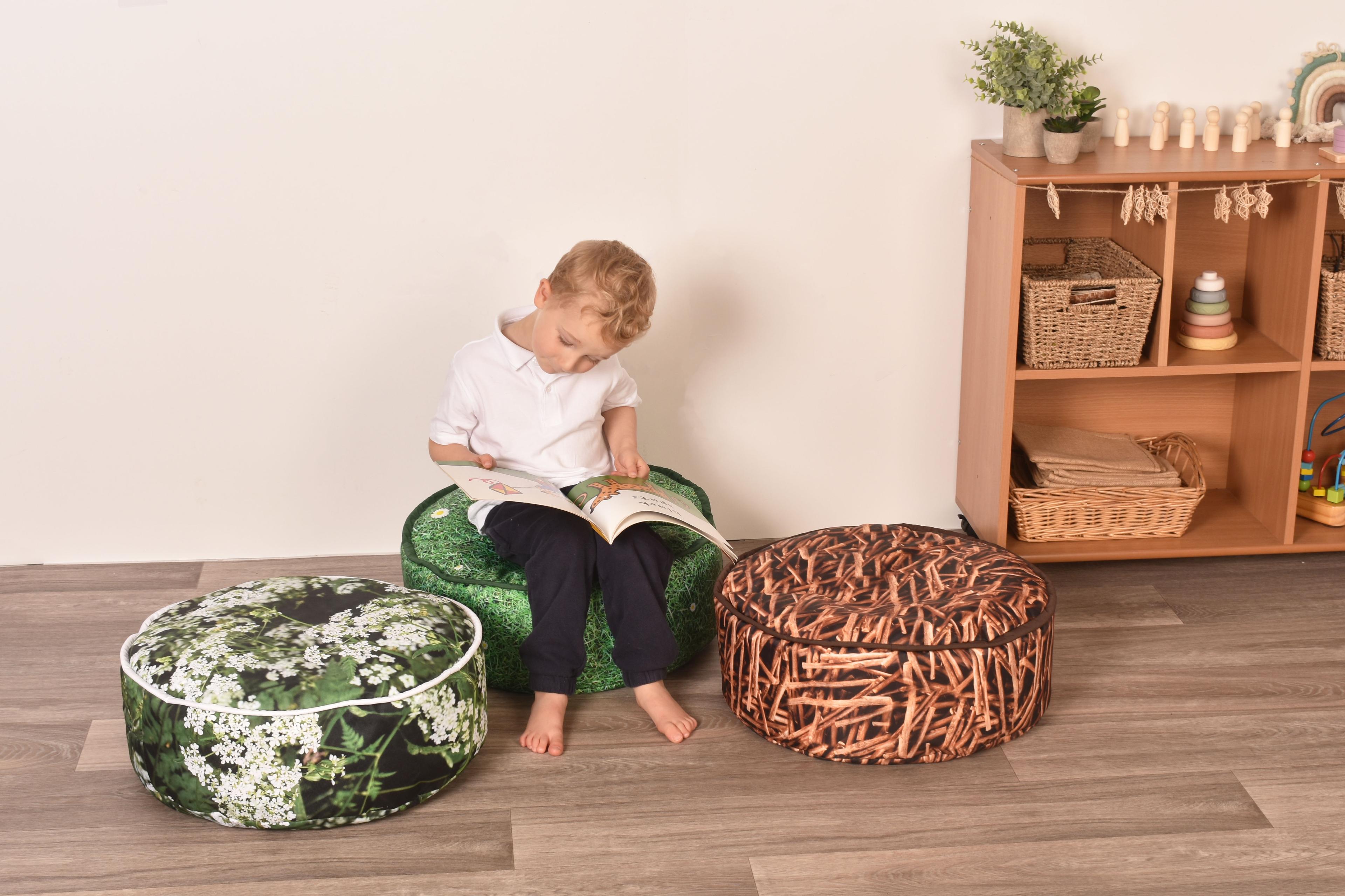 Outdoor/Indoor Nature Printed Pouffes from Hope Education - Set of 3
