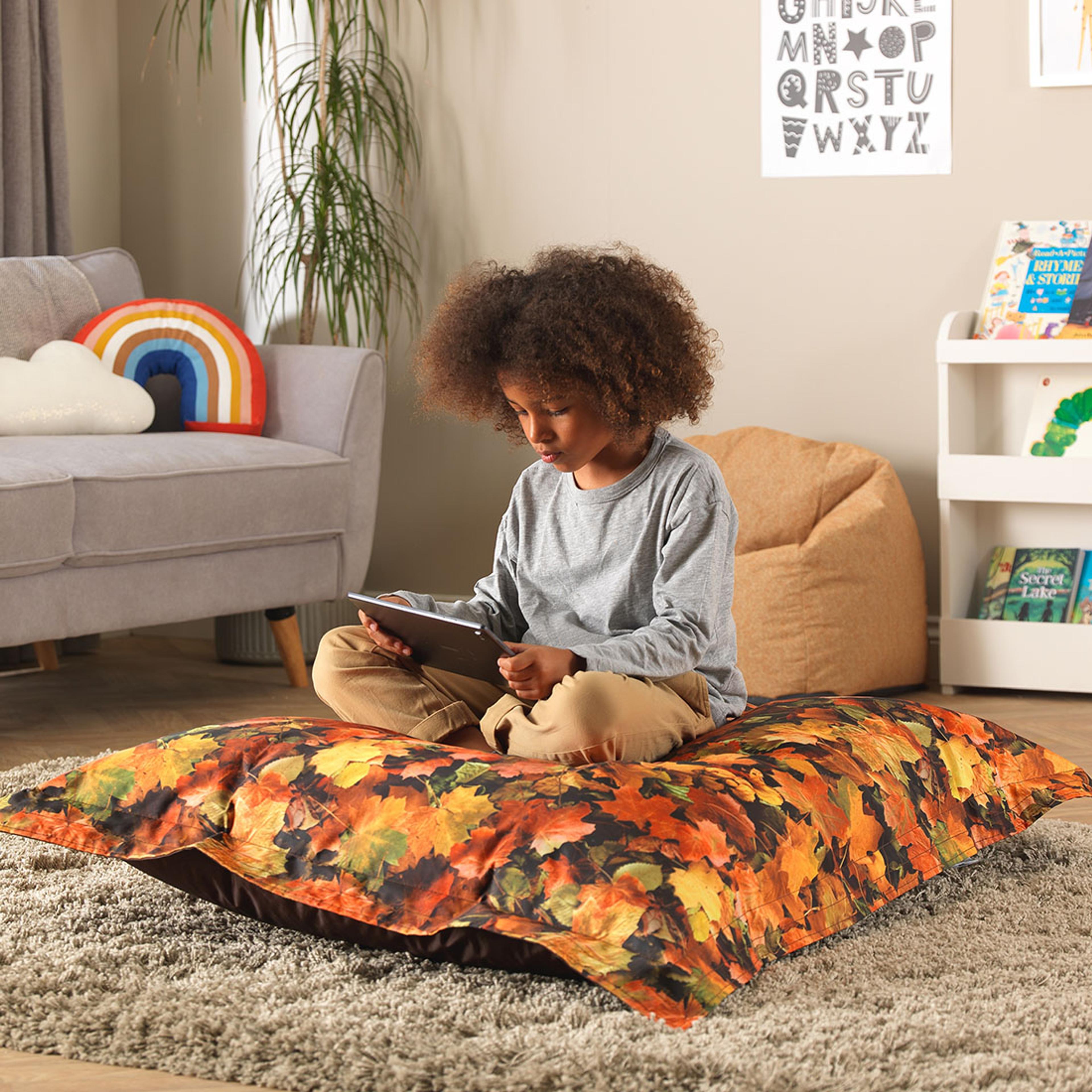 Nature Leaves Print Floor Cushion