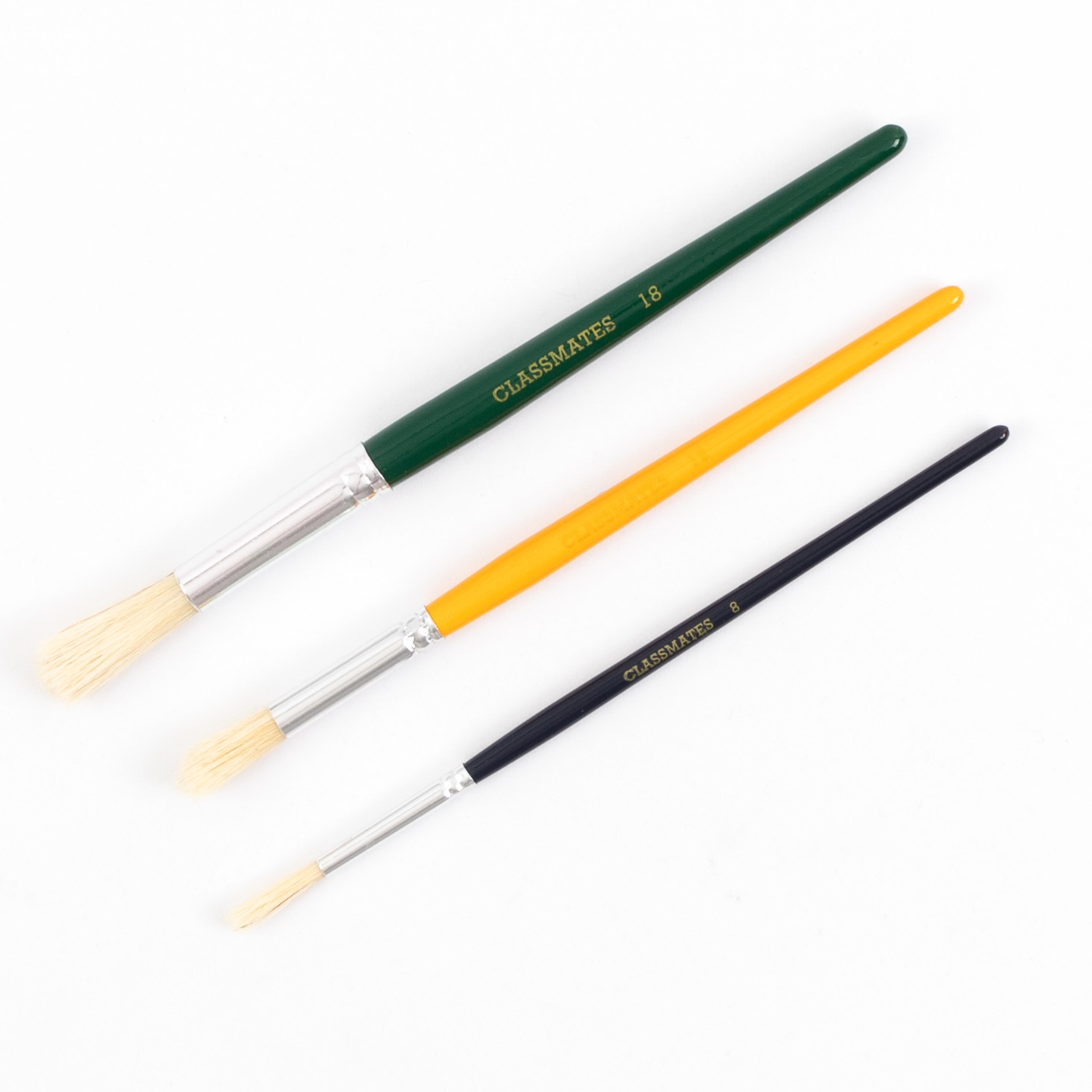 Classmates Short Round Paint Brushes - Coloured Handle - Assorted - Pack of 30