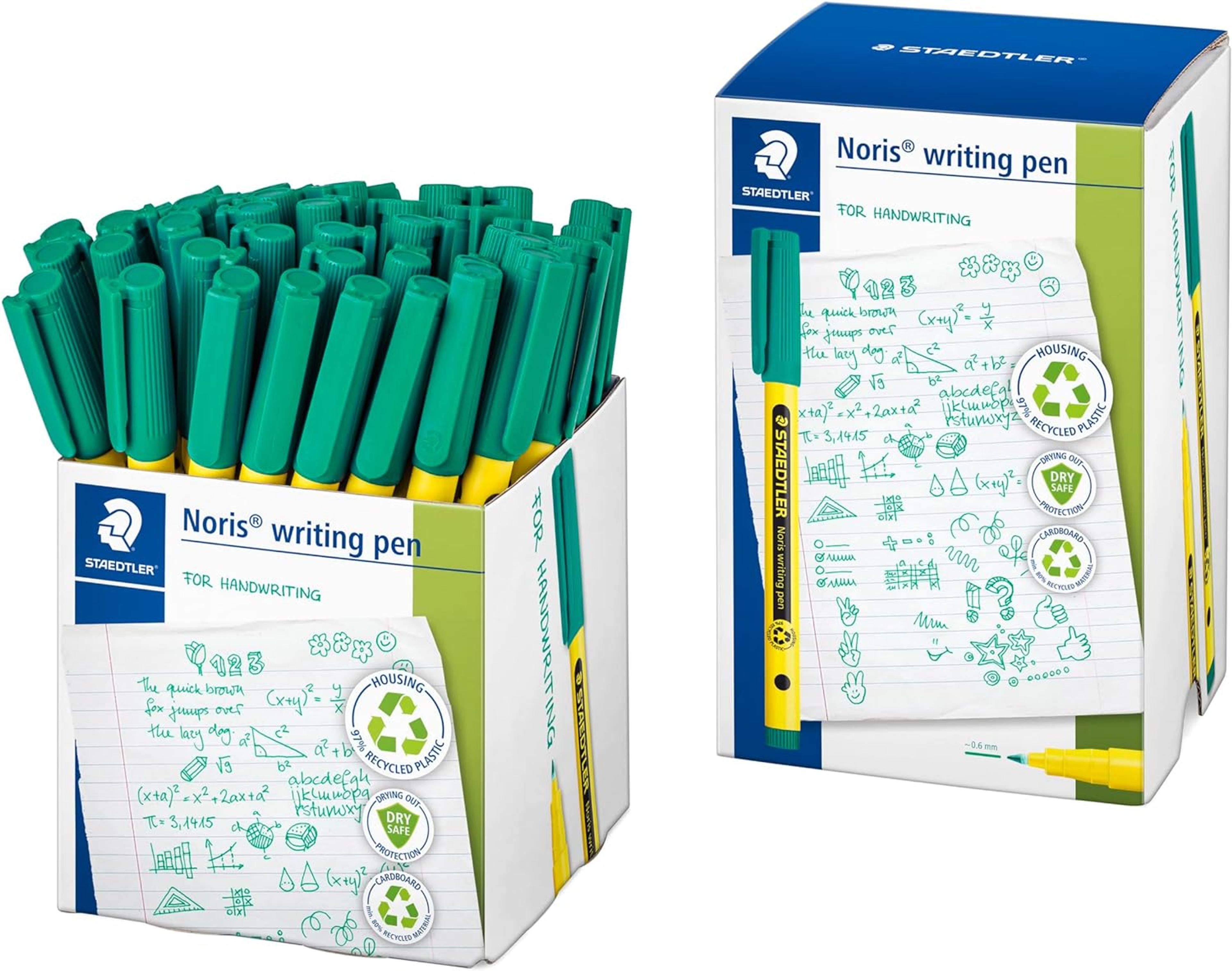 STAEDTLER Noris Handwriting Pen - Green - Pack of 50