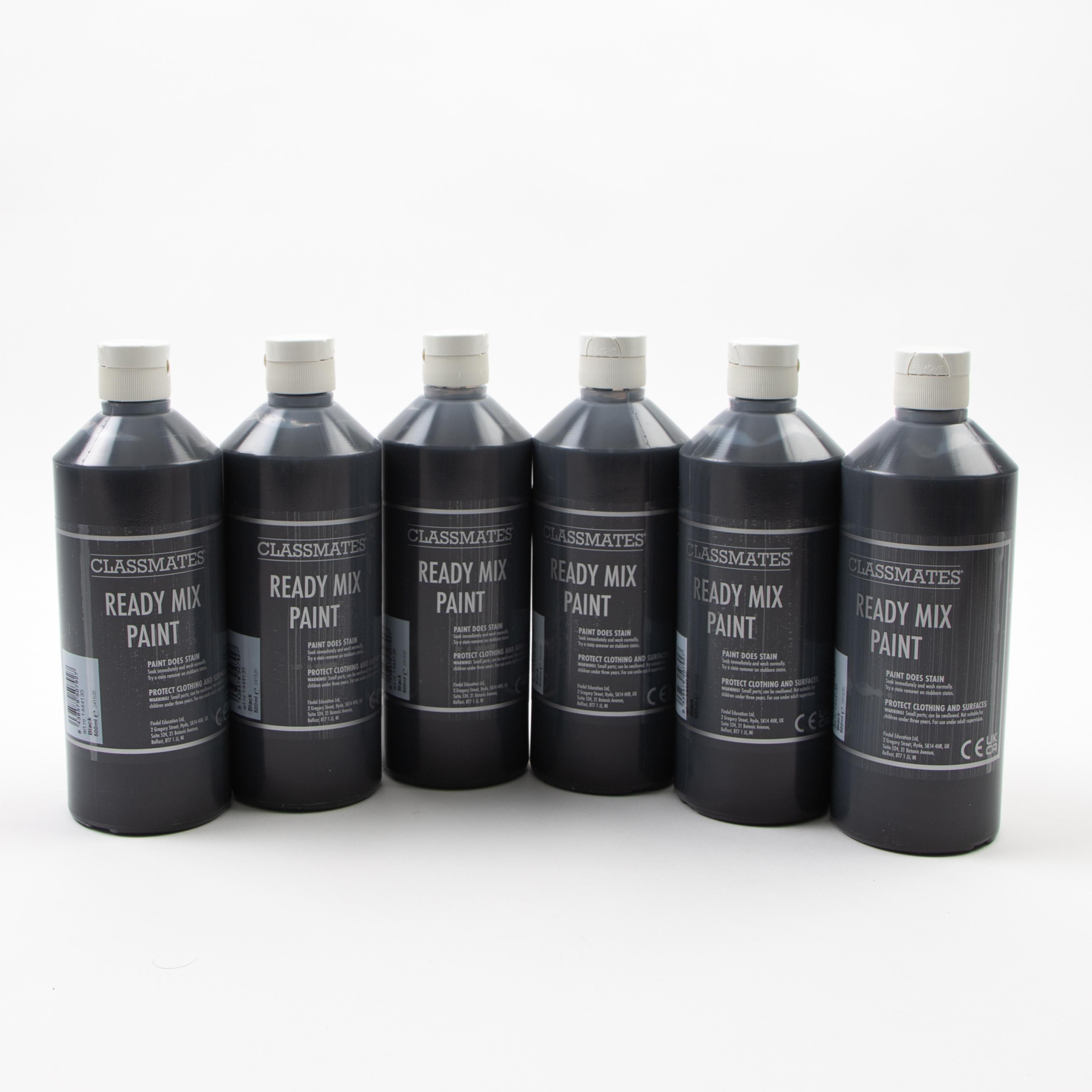 Classmates Ready Mixed Paint - Black - 500ml - Pack of 6