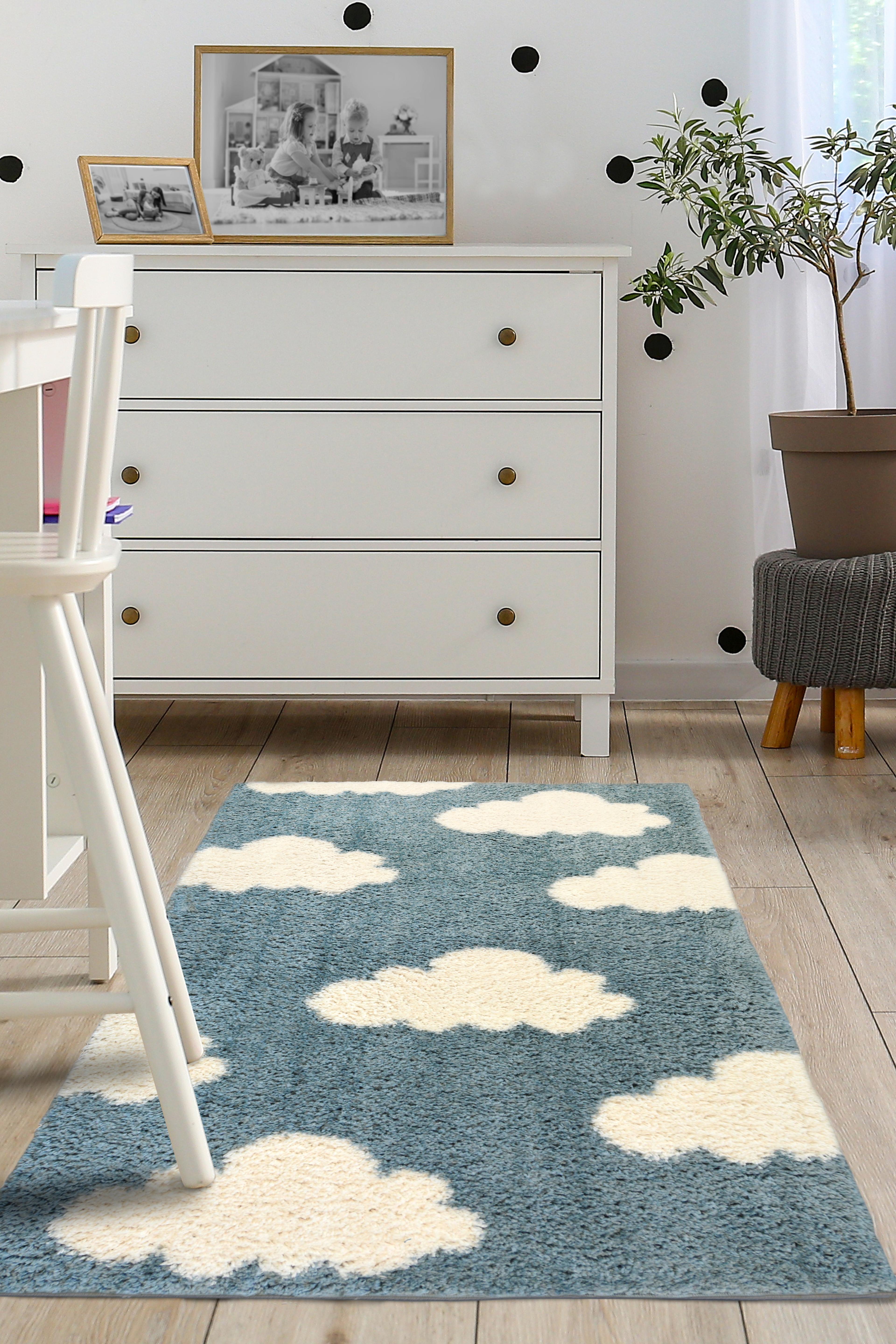Blue Cloud Shaggy  Rug - Small