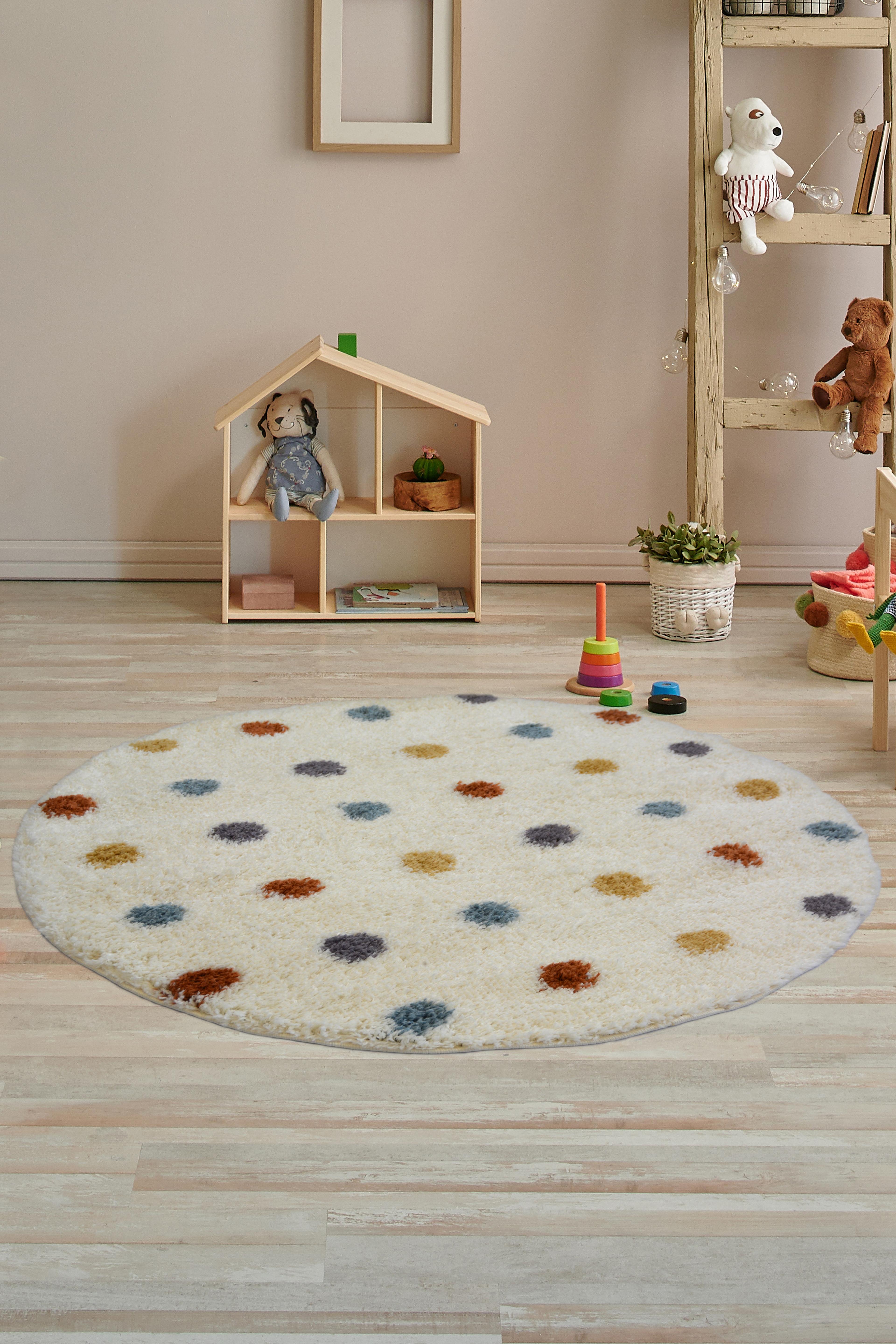 Spotty Circle Shaggy Rug - Small