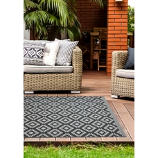 Grey Tile Indoor / Outdoor Flatweave Rug - Large 