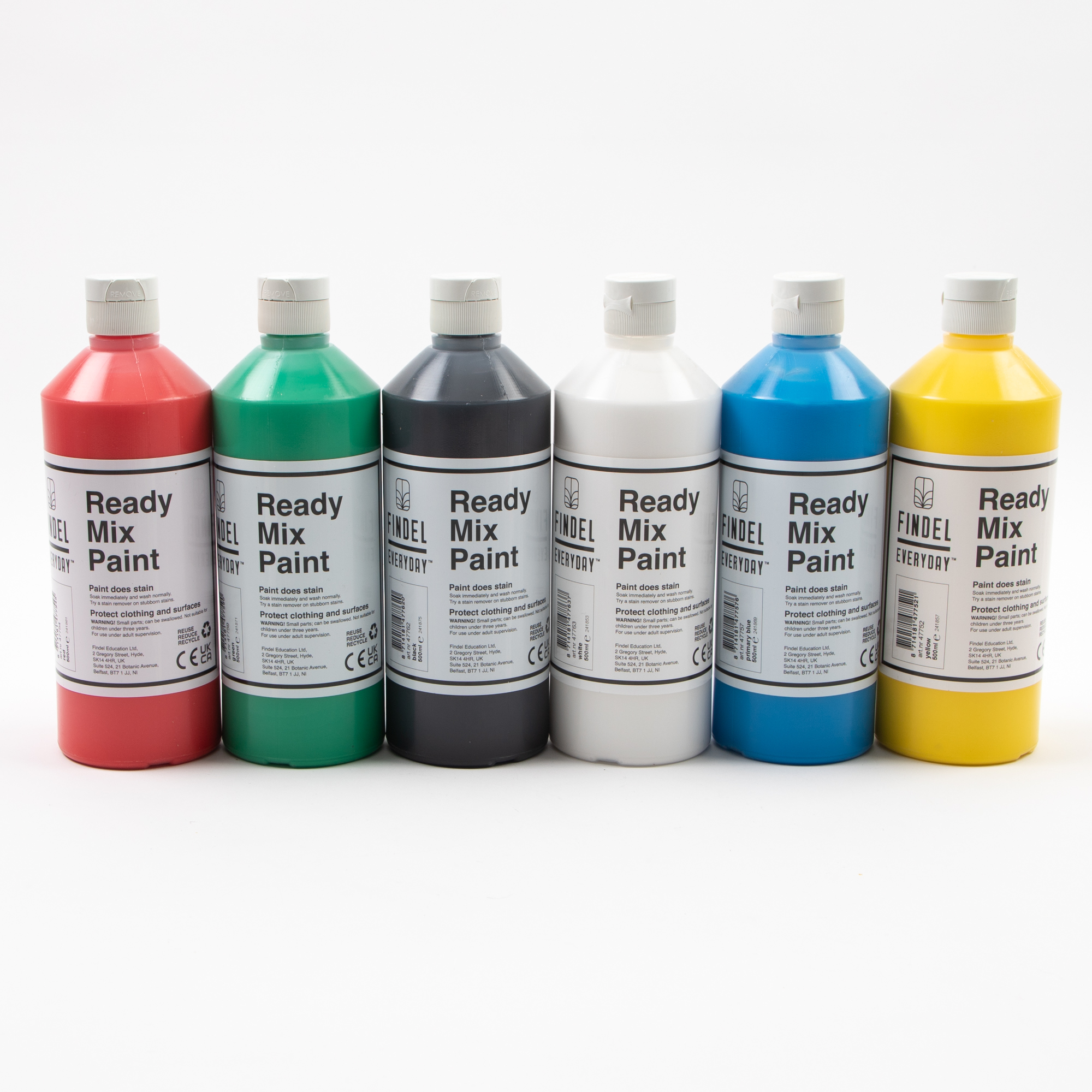 Findel Everyday Ready Mix Assorted Paint - 500ml X 6