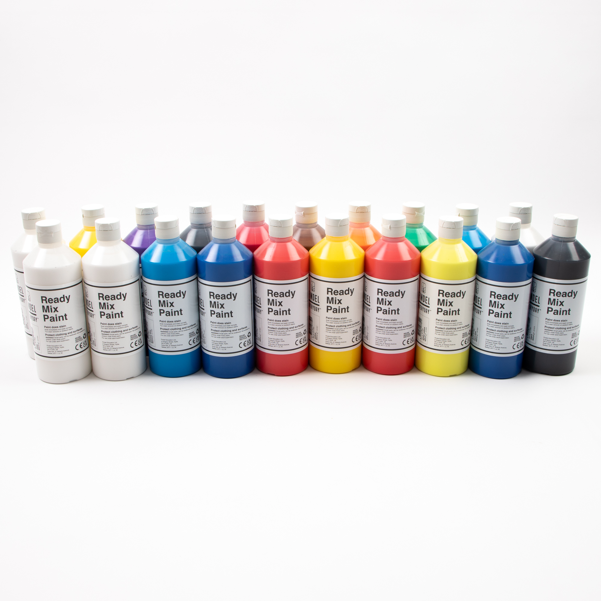 Findel Everyday Ready Mixed Paint - 500ml Assorted (Pack of 20)