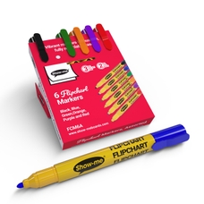 Show-me Flipchart Markers - Bullet Tip Assorted - Pack of 6
