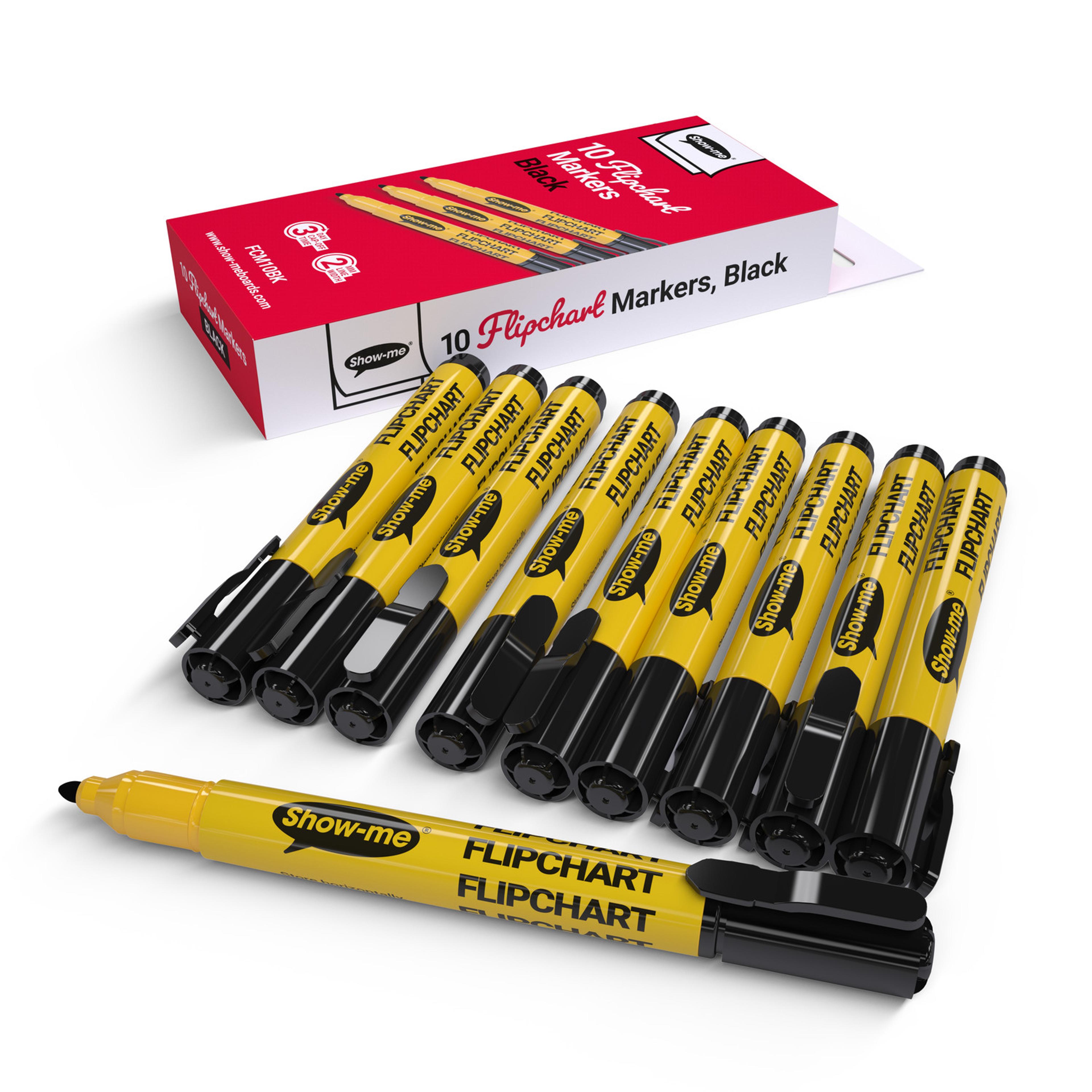 Show-me Flipchart Markers - Bullet Tip Black - Pack of 10