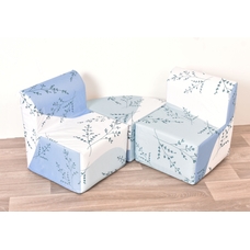Botanical Print Nursery Soft Chair and Table Set - Blue & Cream from Hope Education