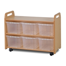 Millhouse Mobile Shelf Unit with Display & Mirror Back and 6 Clear Tubs