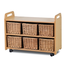 Millhouse Mobile Shelf Unit with Display & Mirror Back and 6 Baskets