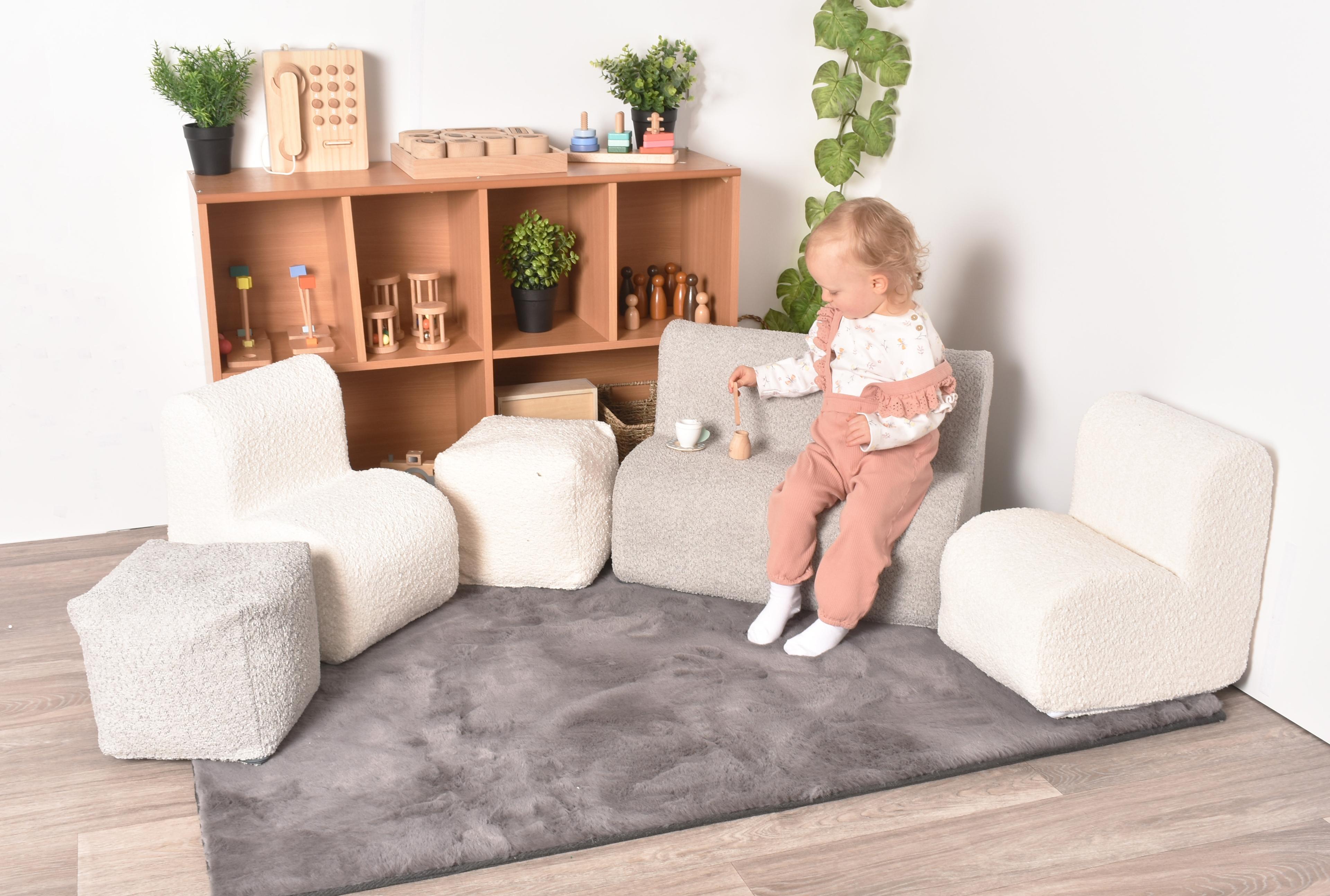 Boucle Sofa Set - Grey and Cream from Hope Education