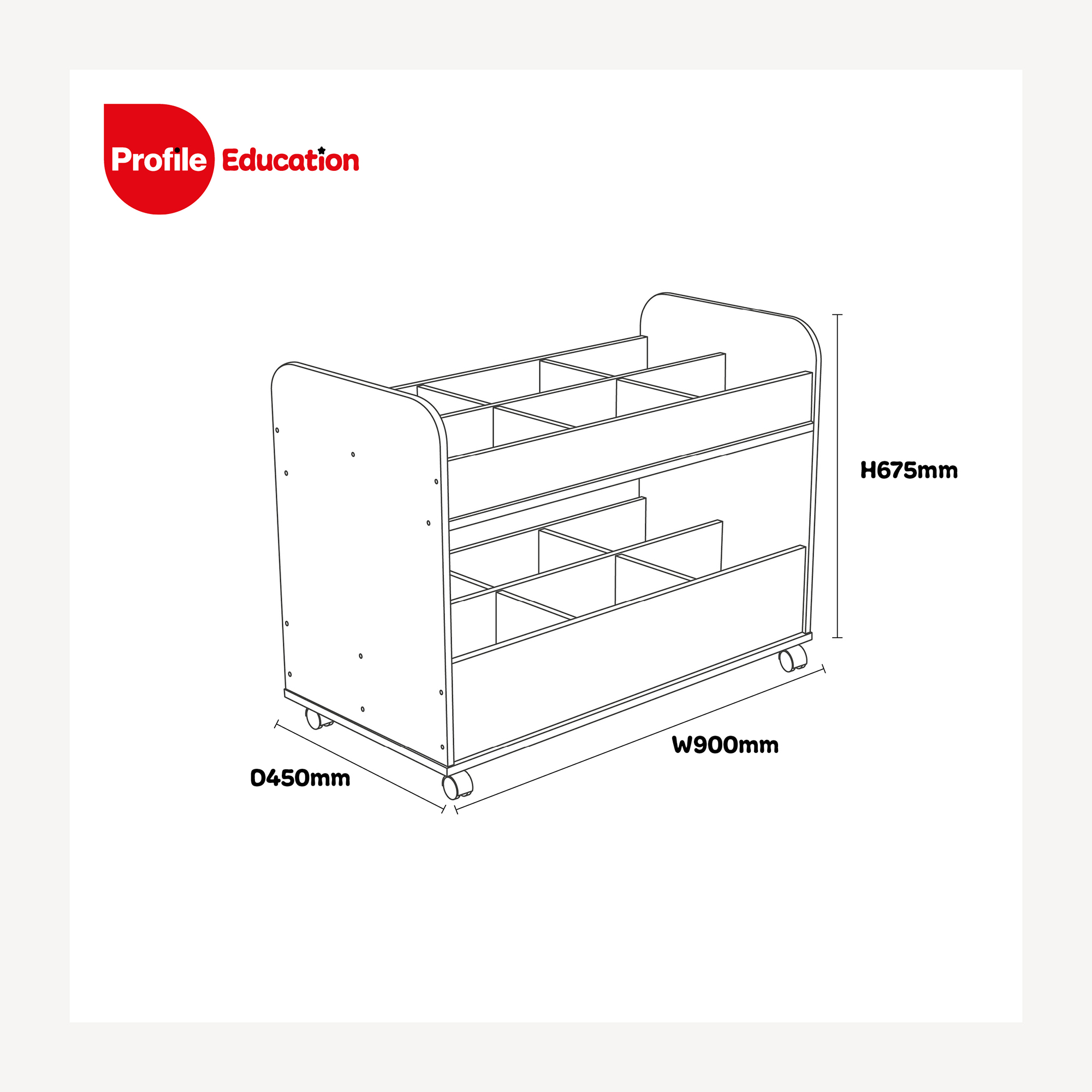 Mobile Double Decker Bookcase - Maple