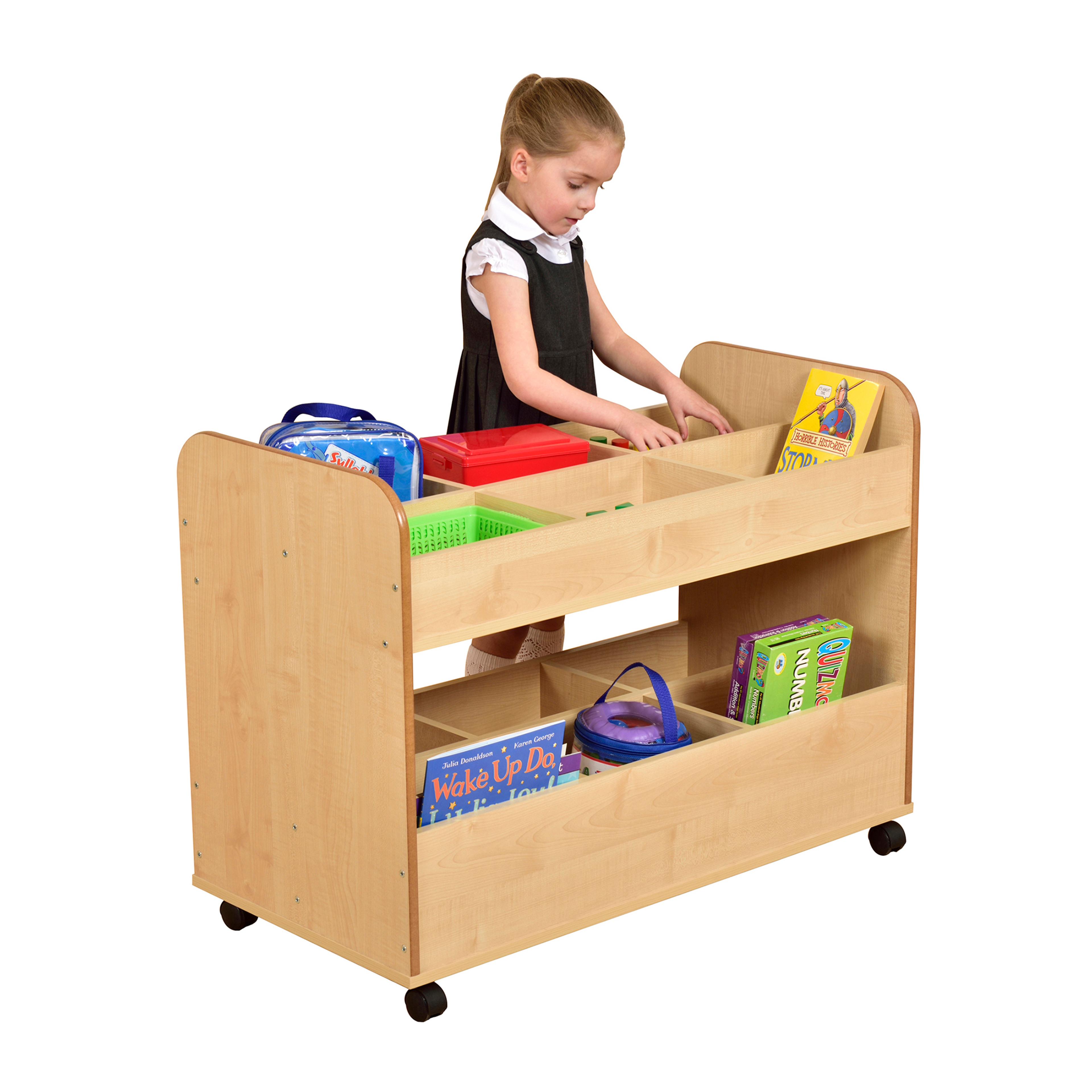 Mobile Double Decker Bookcase - Maple 
