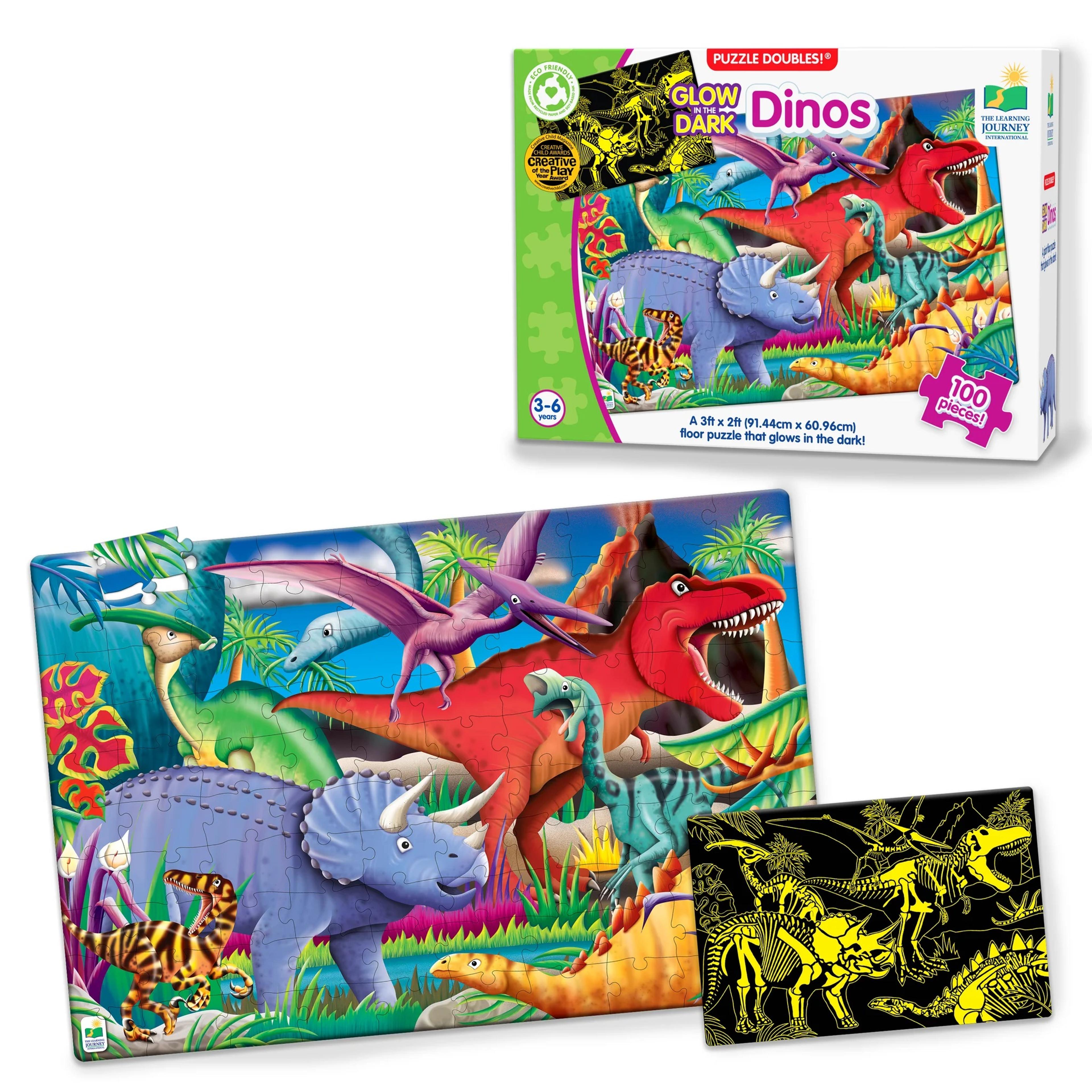 UNIVERSITY GAMES Double Jigsaw Puzzle - Glow In the Dark Dinos