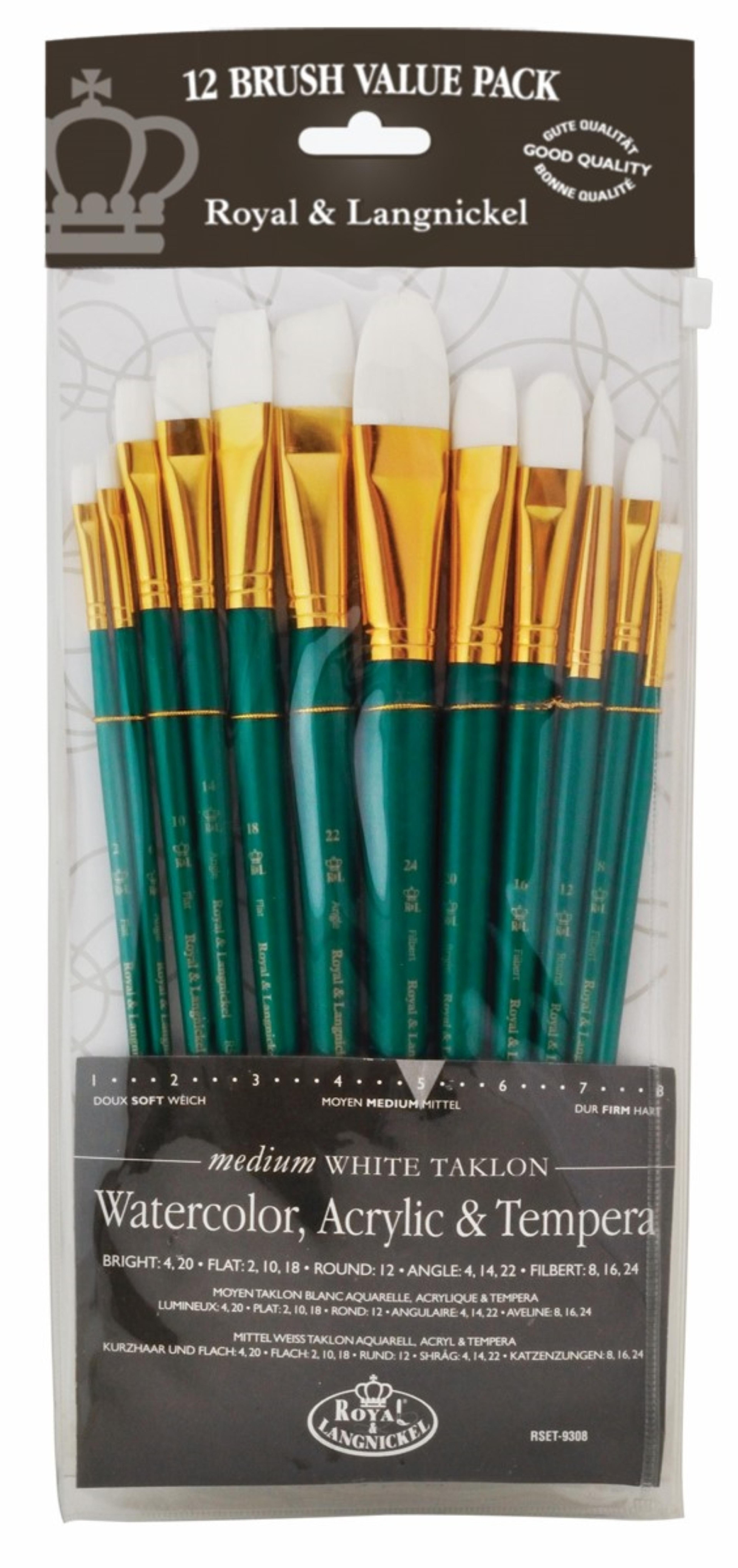 Royal & Langnickel Medium White Taklon Brushes - Pack of 12