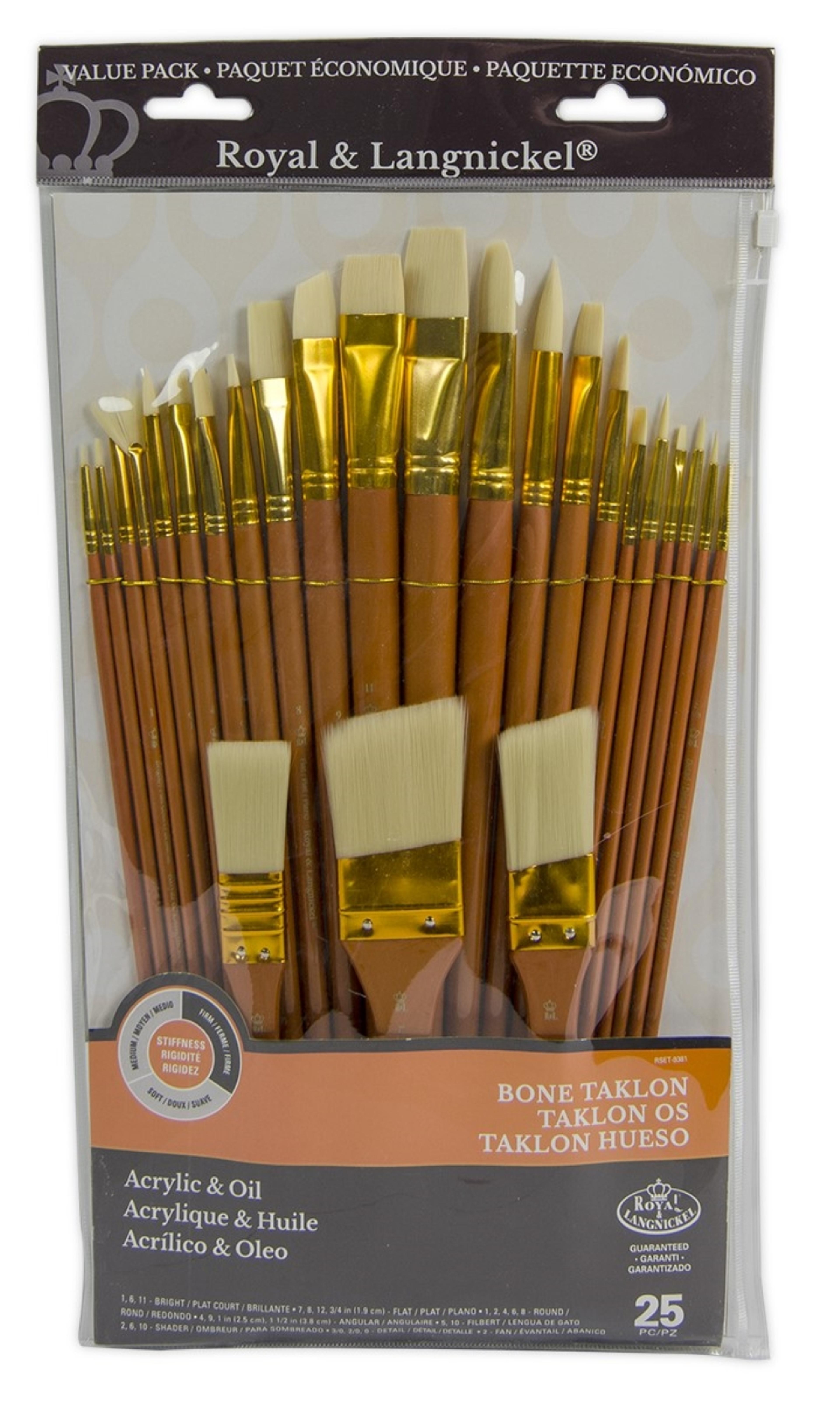 Royal & Langnickel Hard Bone Taklon Brushes - Pack of 25