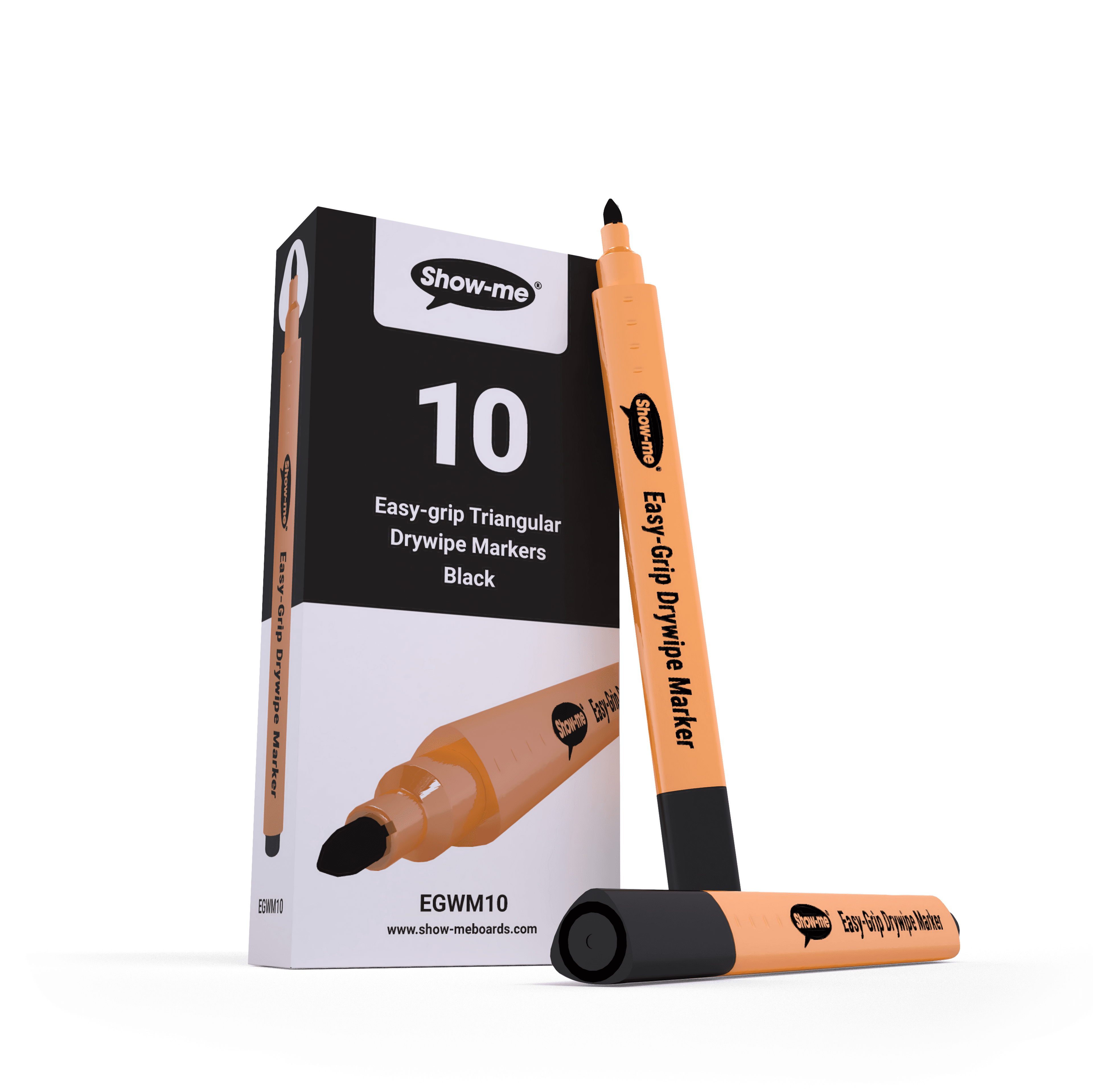 Show-me Triangular Drywipe Pens - Black - Pack 10