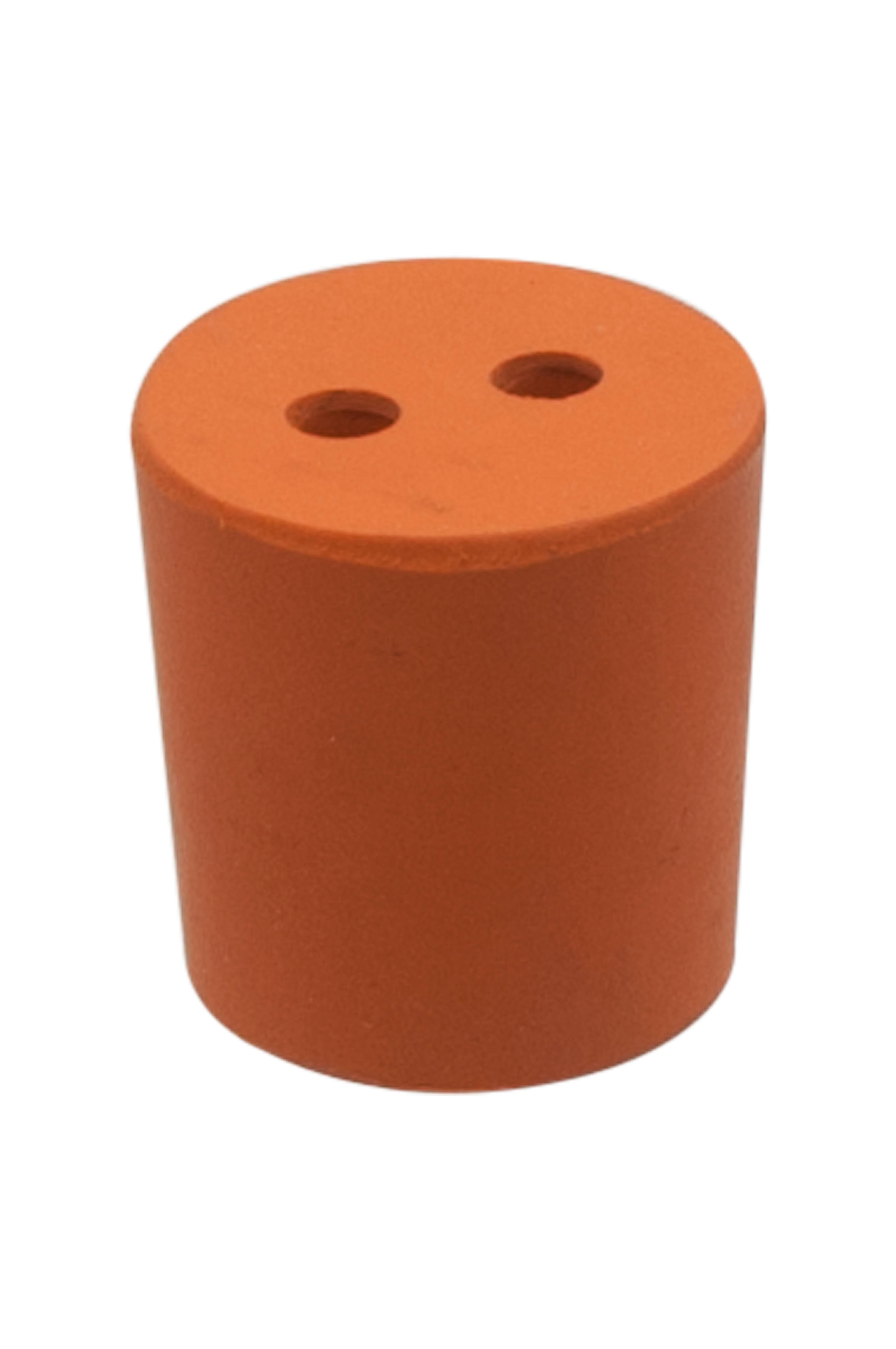 Rubber Stoppers Two Hole - Bottom Diameter 38mm: - Pack of 10