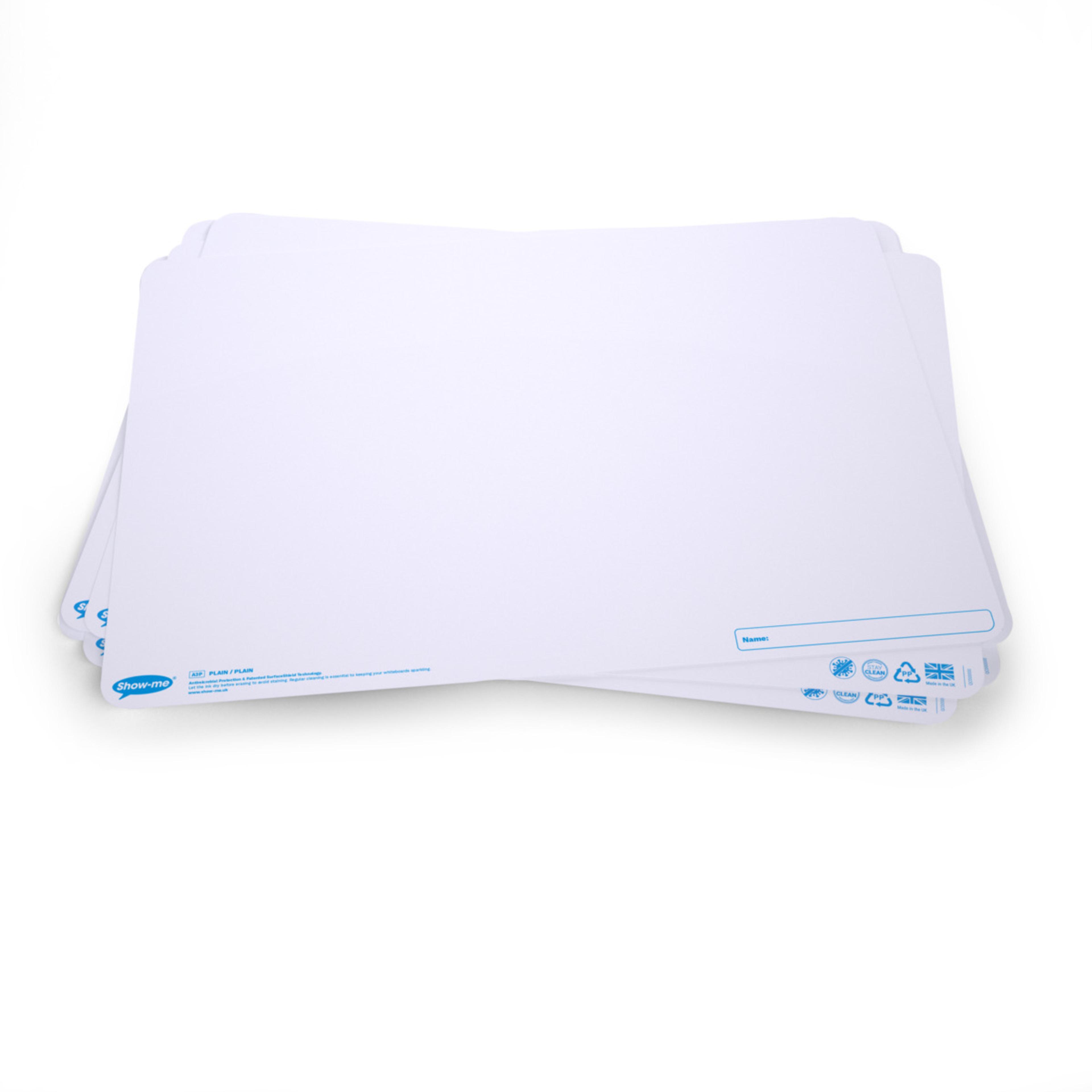 Show-me® A3 Plain/Plain Whiteboards - Pack of 10