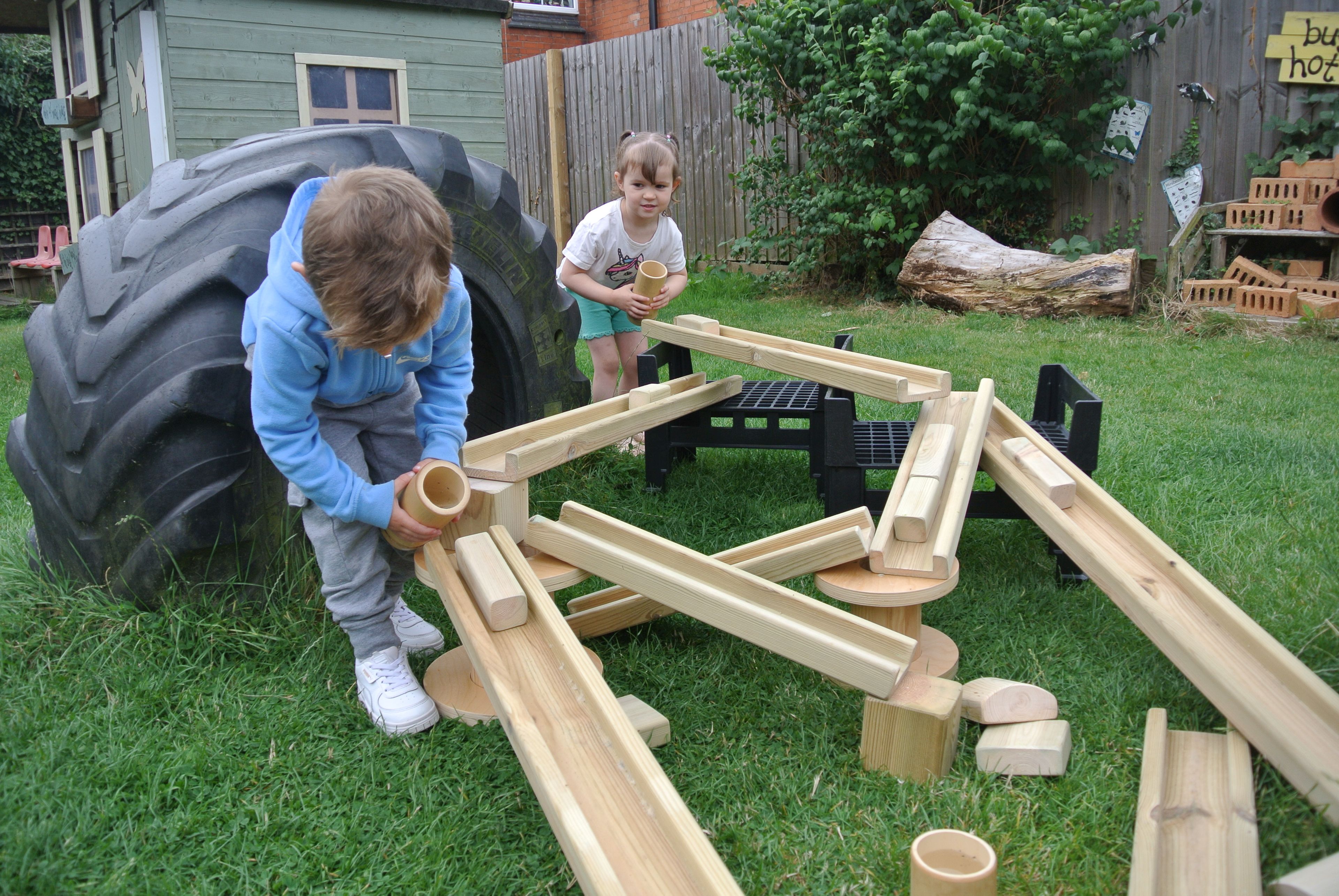 Outdoor Wooden Water Channelling and Blocks - (8 Channels, 12 Blocks) from Hope Education
