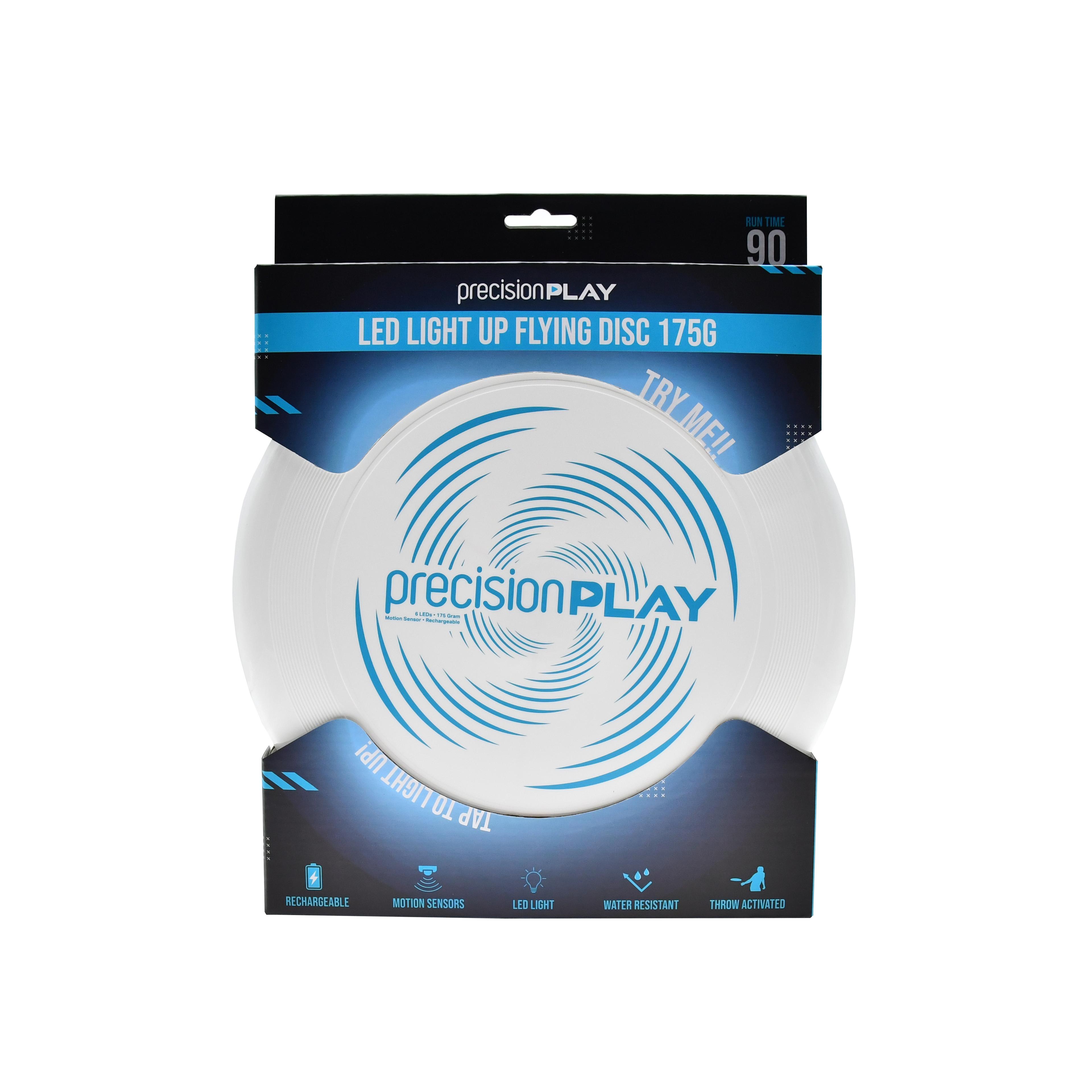 PrecisionPLAY LED Light-Up Flying Disc - White/Blue