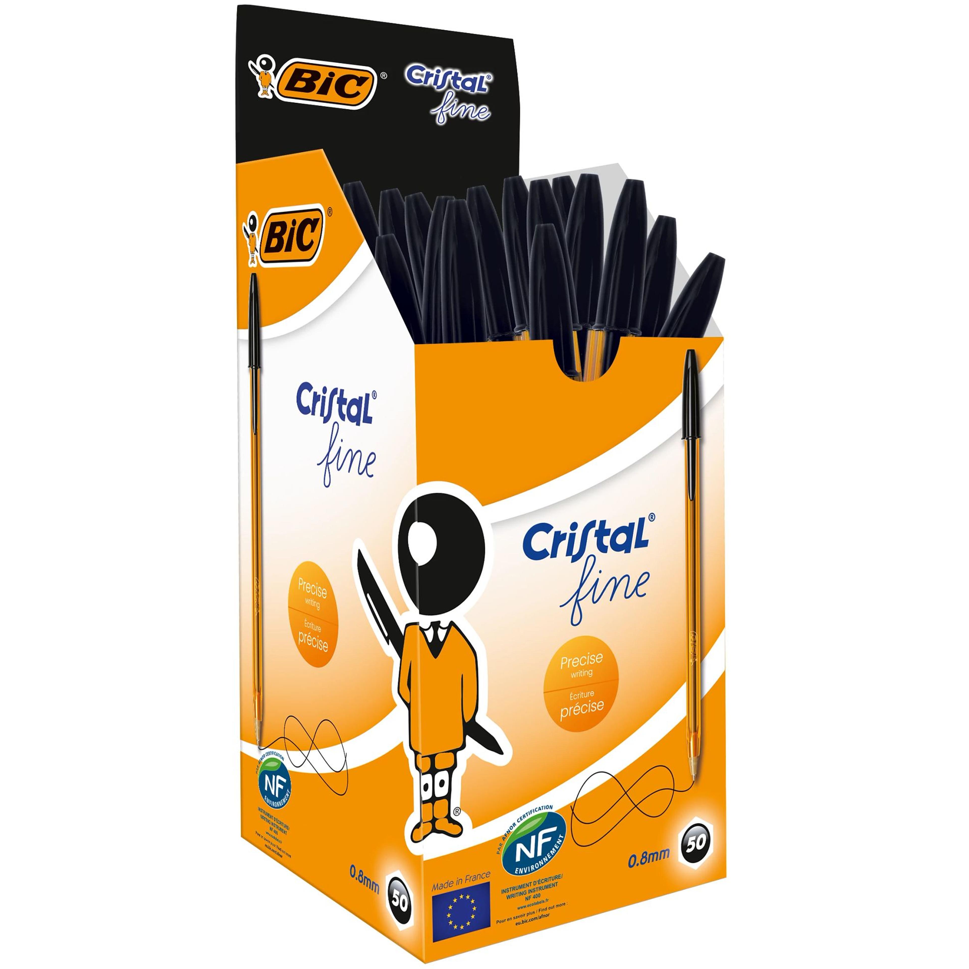 BIC Cristal Fine Ballpoint Pen - 0.8mm Point - Black - Pack of 50