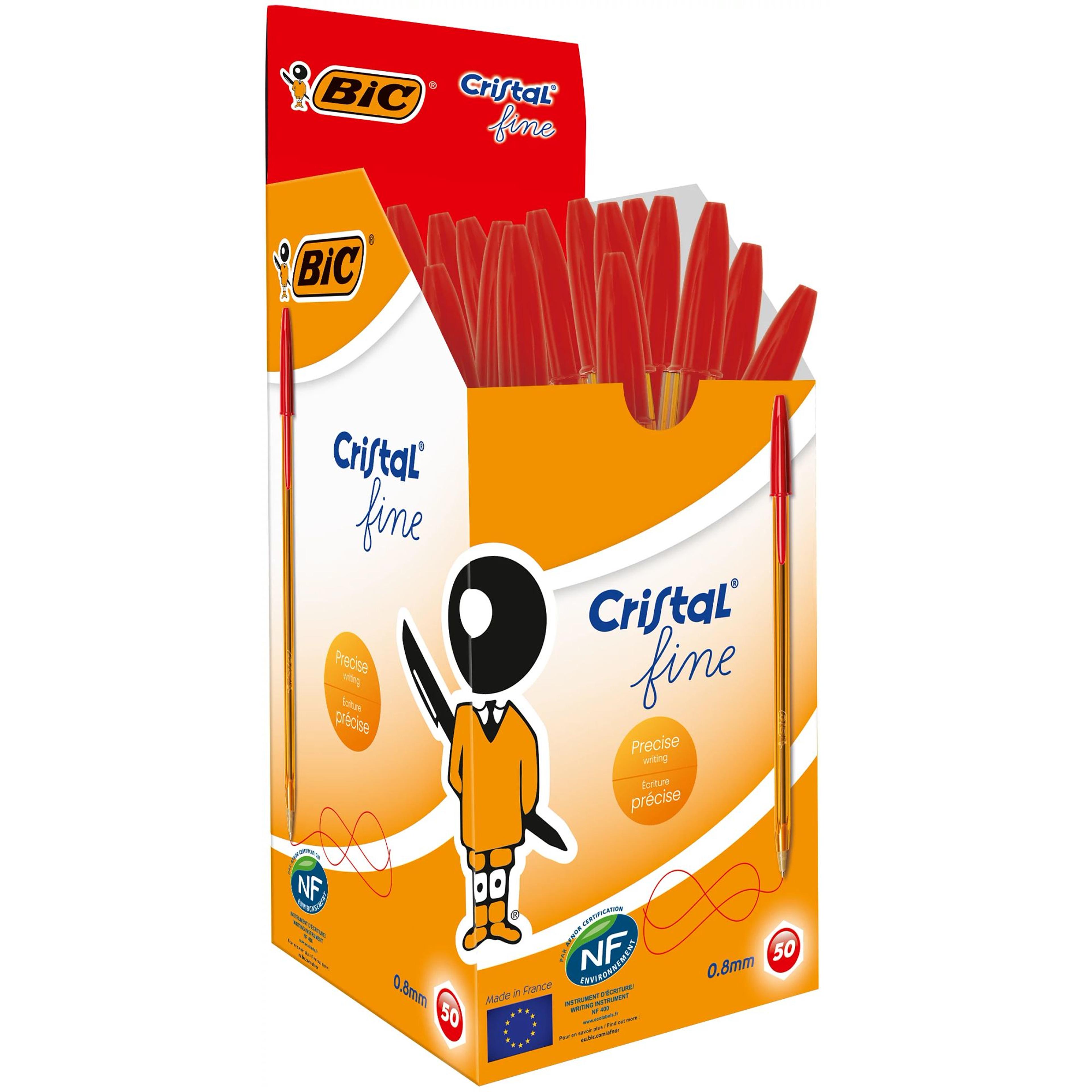 BIC Cristal Fine Ballpoint Pen - 0.8mm Point - Red - Pack of 50
