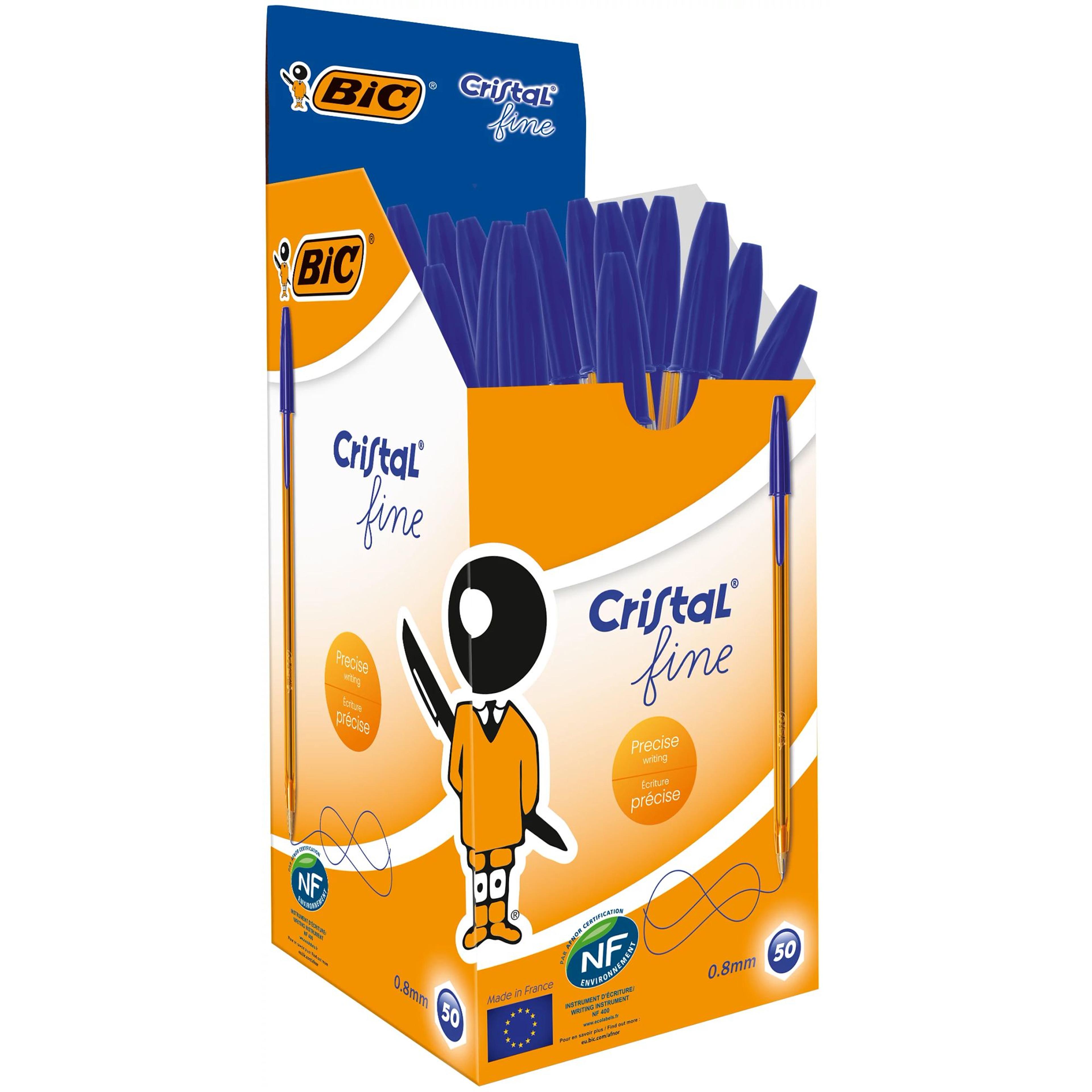 BIC Cristal Fine Ballpoint Pen - 0.8mm Point - Blue - Pack of 50