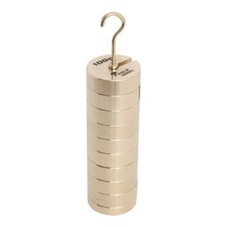 Philip Harris Hanging Slotted Masses, Brass (100g) - 9 x 10g Masses and Hanger