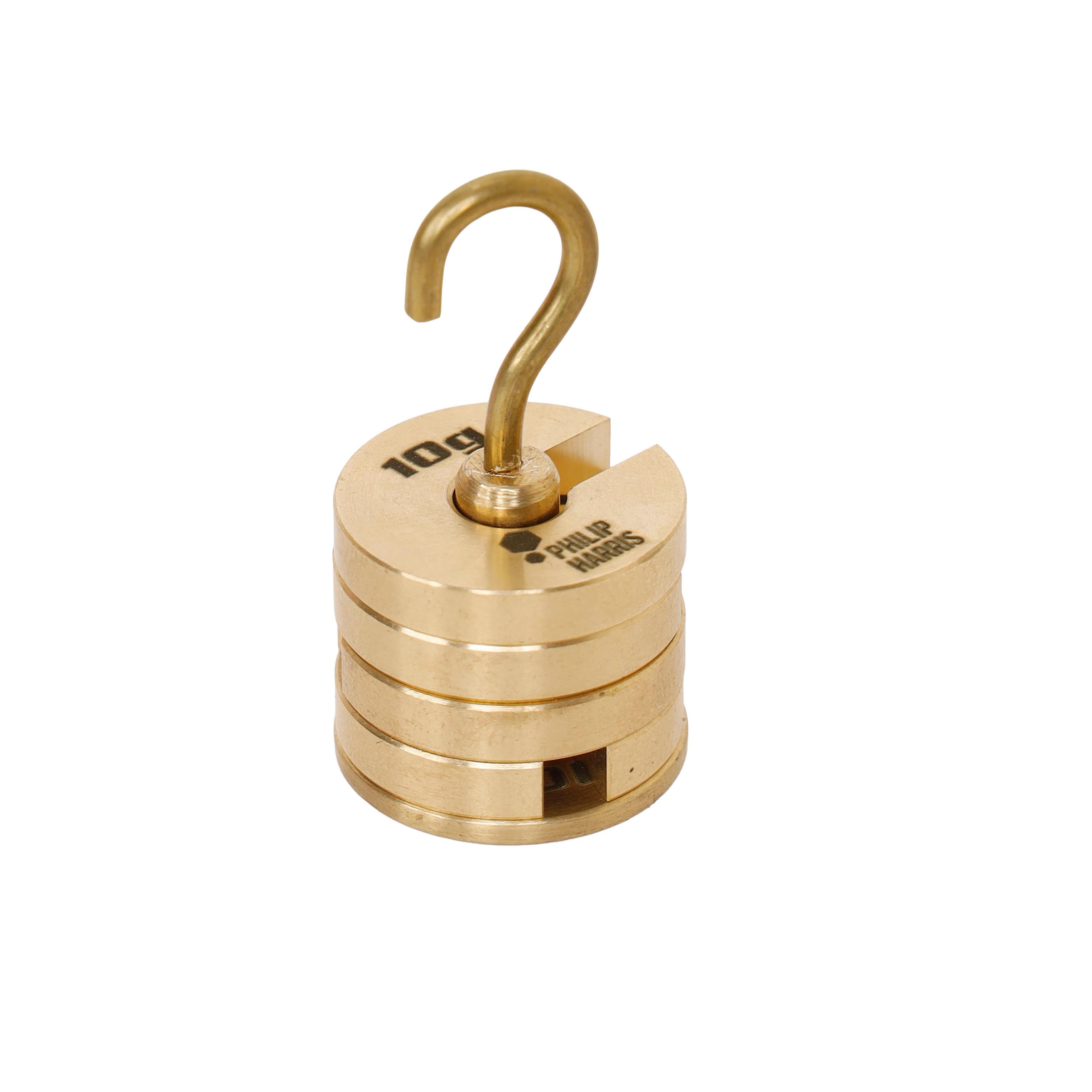 Philip Harris Hanging Slotted Masses, Brass (50g) - 4 x 10g Masses and Hanger