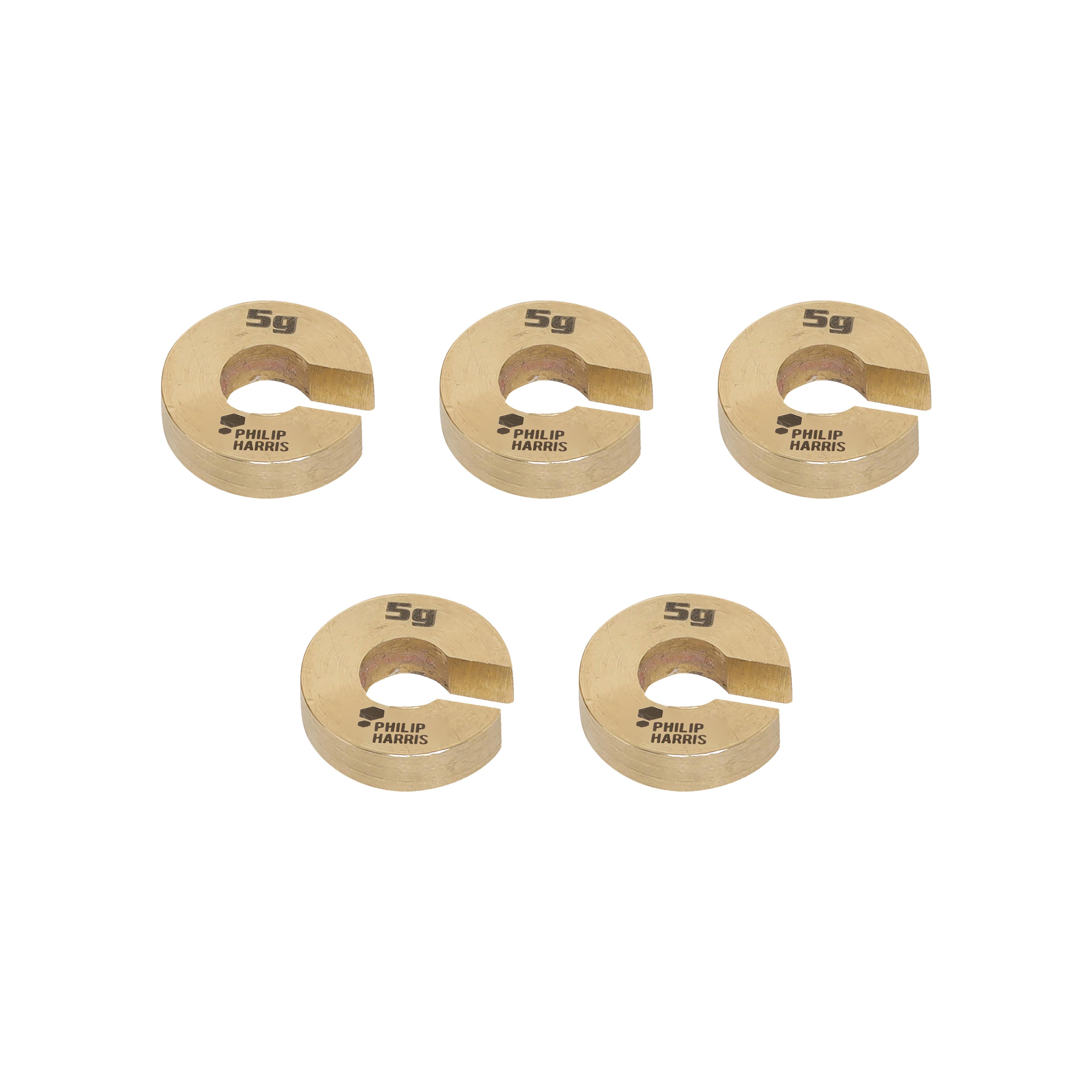 Philip Harris Spare Slotted Masses, Brass - 5g - Pack of 5
