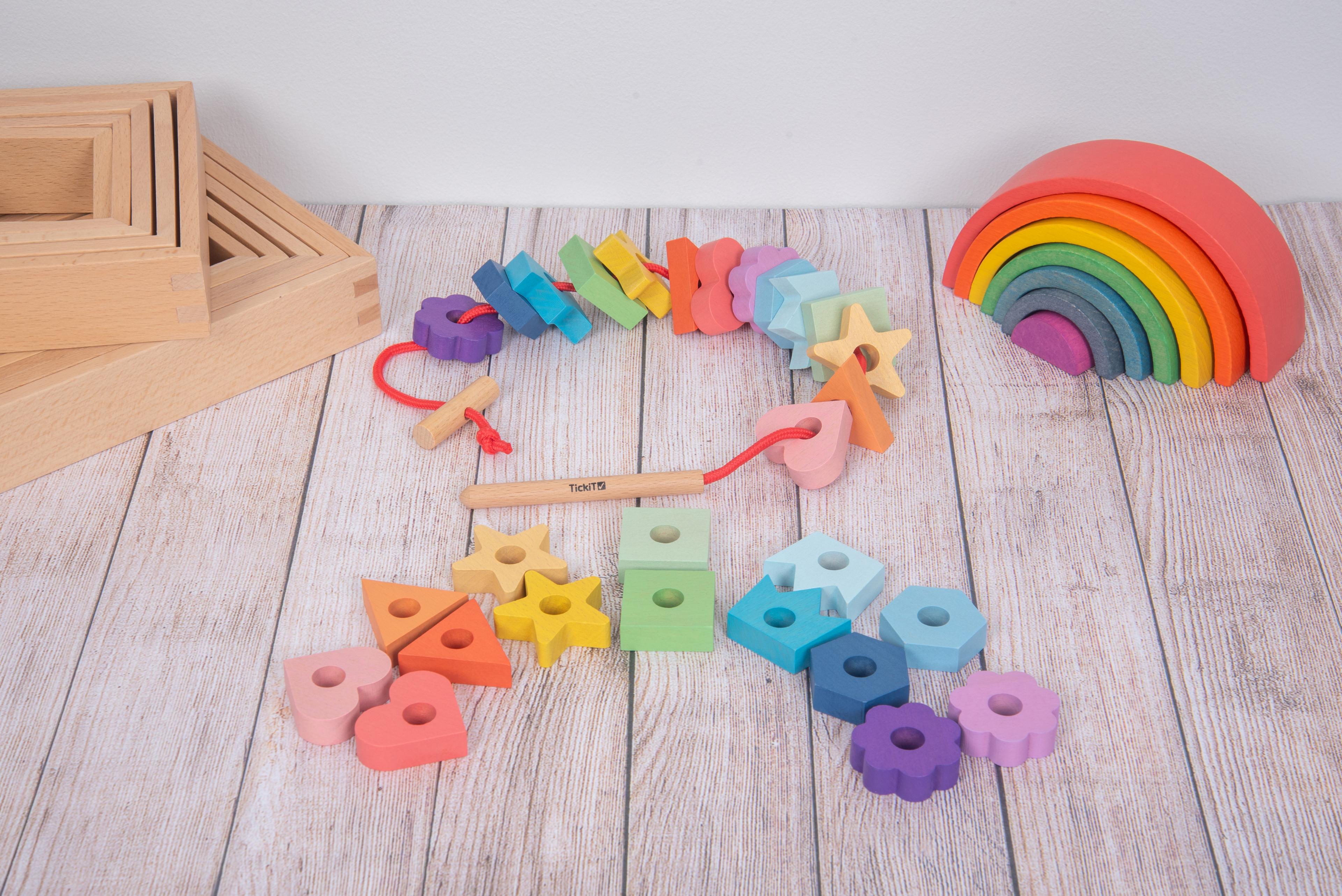 Commotion  Rainbow Wooden Lacing Shapes