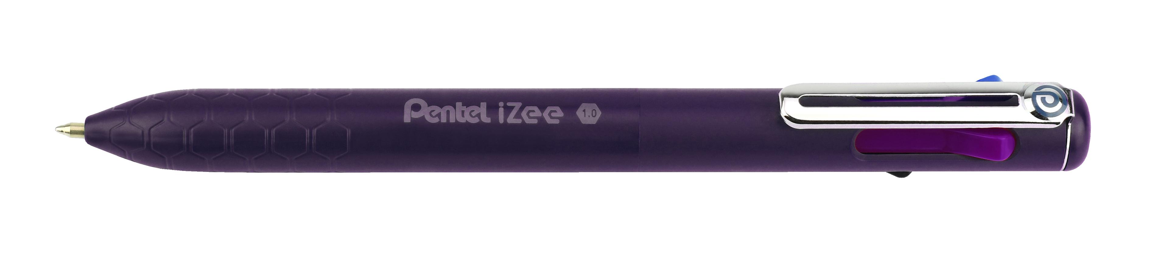 Pentel iZee 4 Colour Retractable Ballpoint Pen - Purple Barrel - Pack of 12