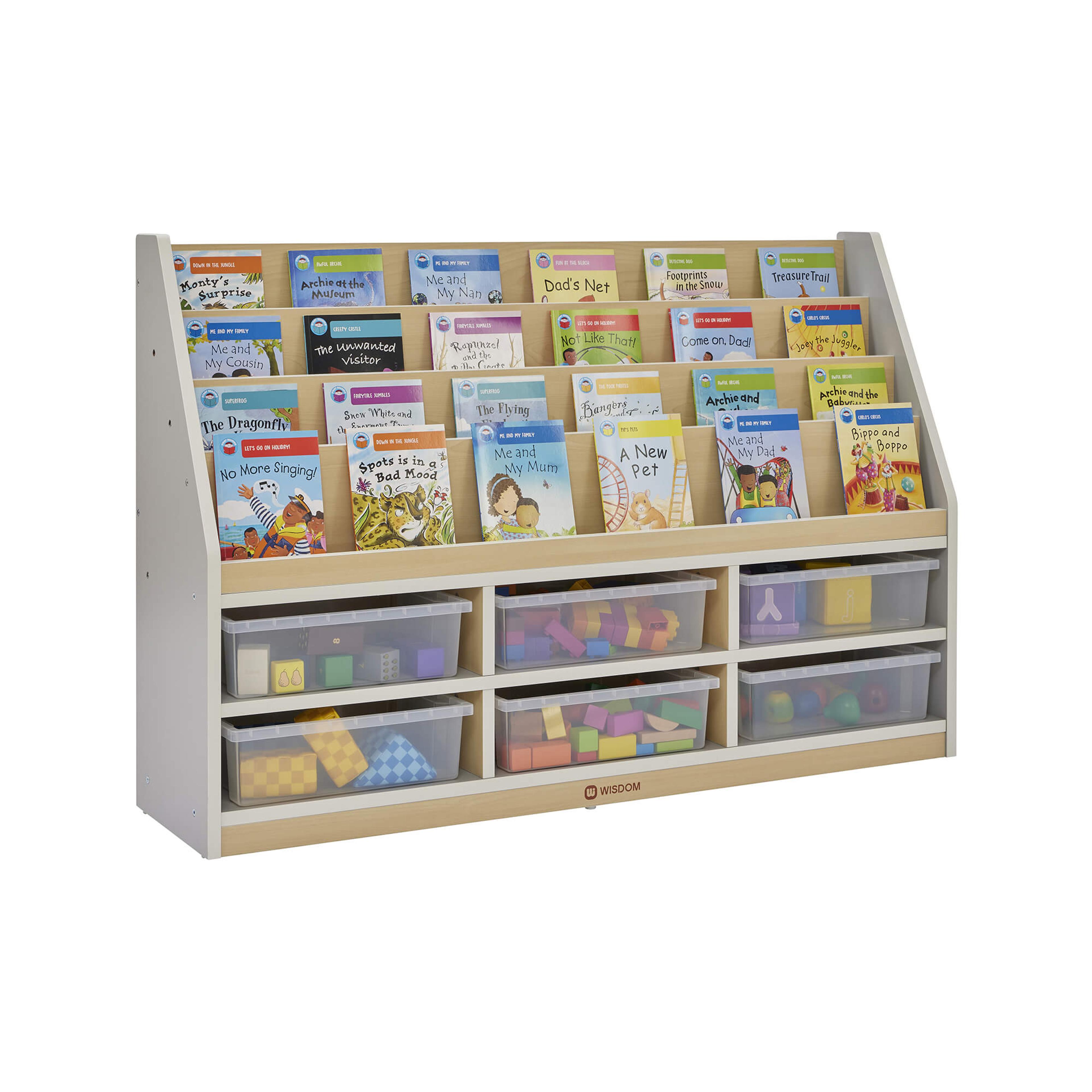 Thrifty 6 Compartment Book Storage with Clear Trays