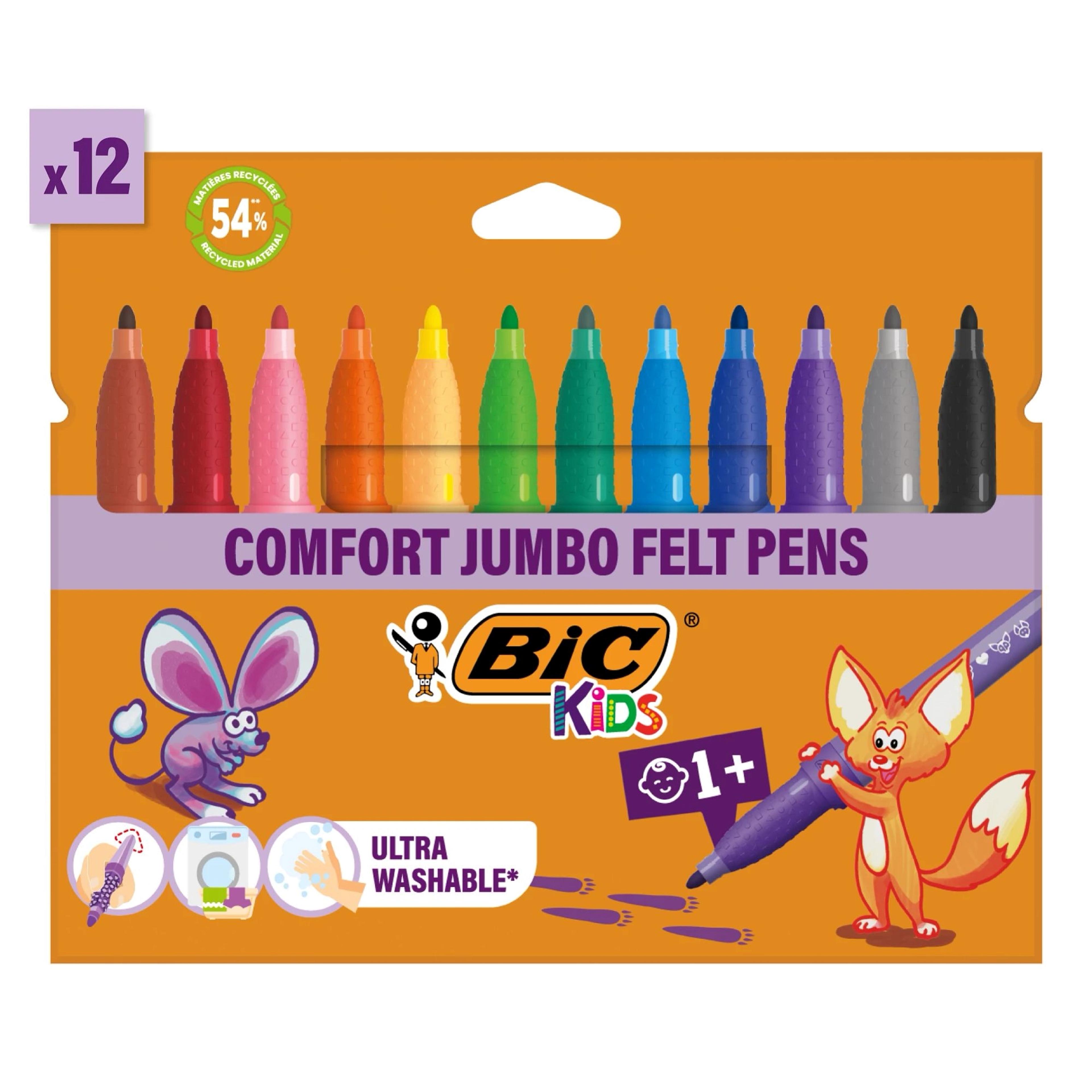 BIC Kids Comfort Jumbo Felt Pen - 1 Year + - Pack of 12