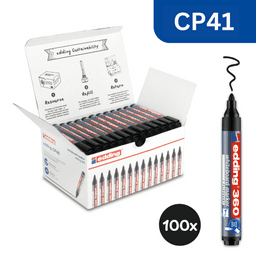 edding 360 Whiteboard Marker - Black - Bullet Tip - Pack of 100