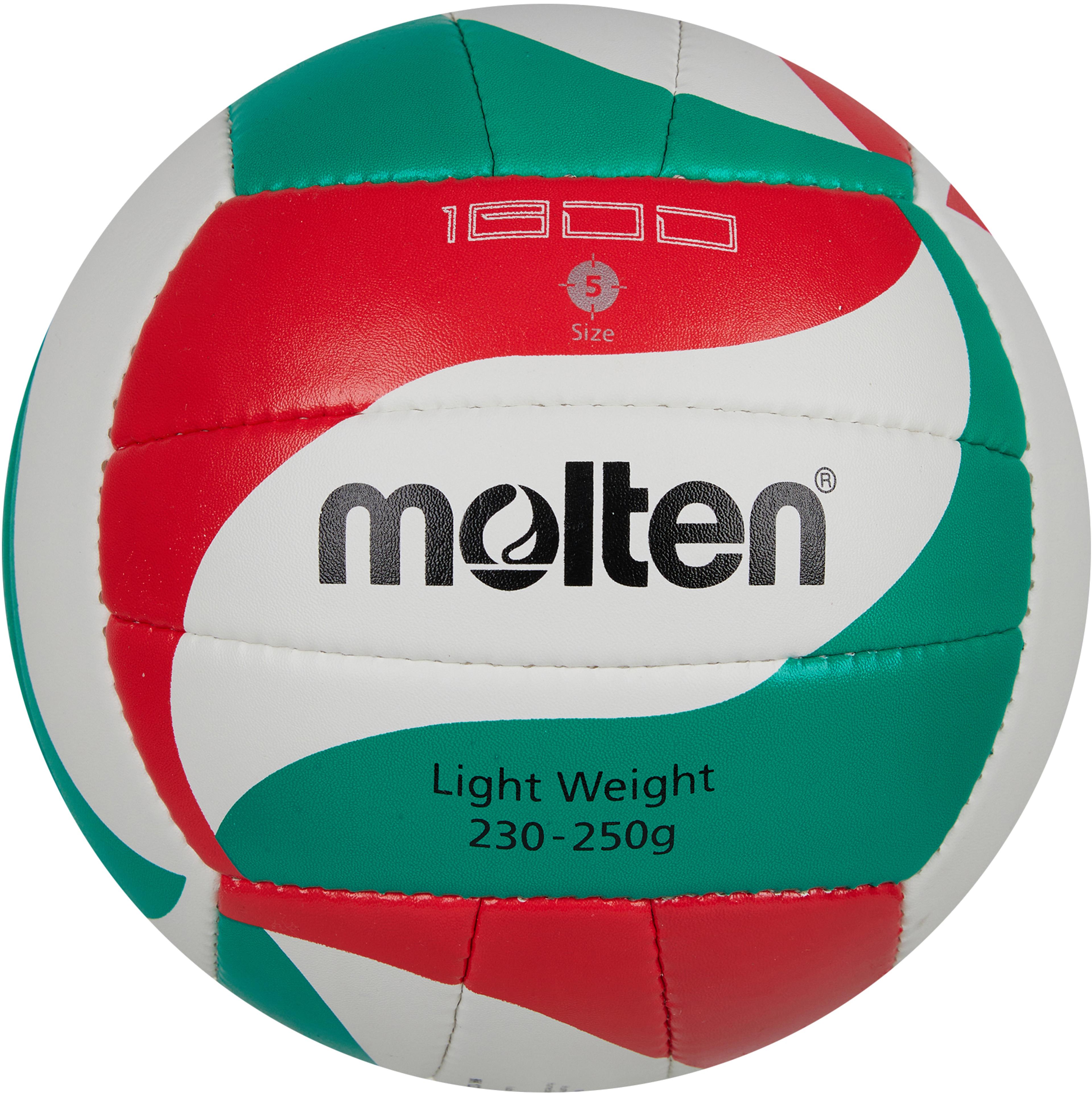 Molten V5M1800L Lightweight Junior Volleyball - White/Green/Red - Size 5