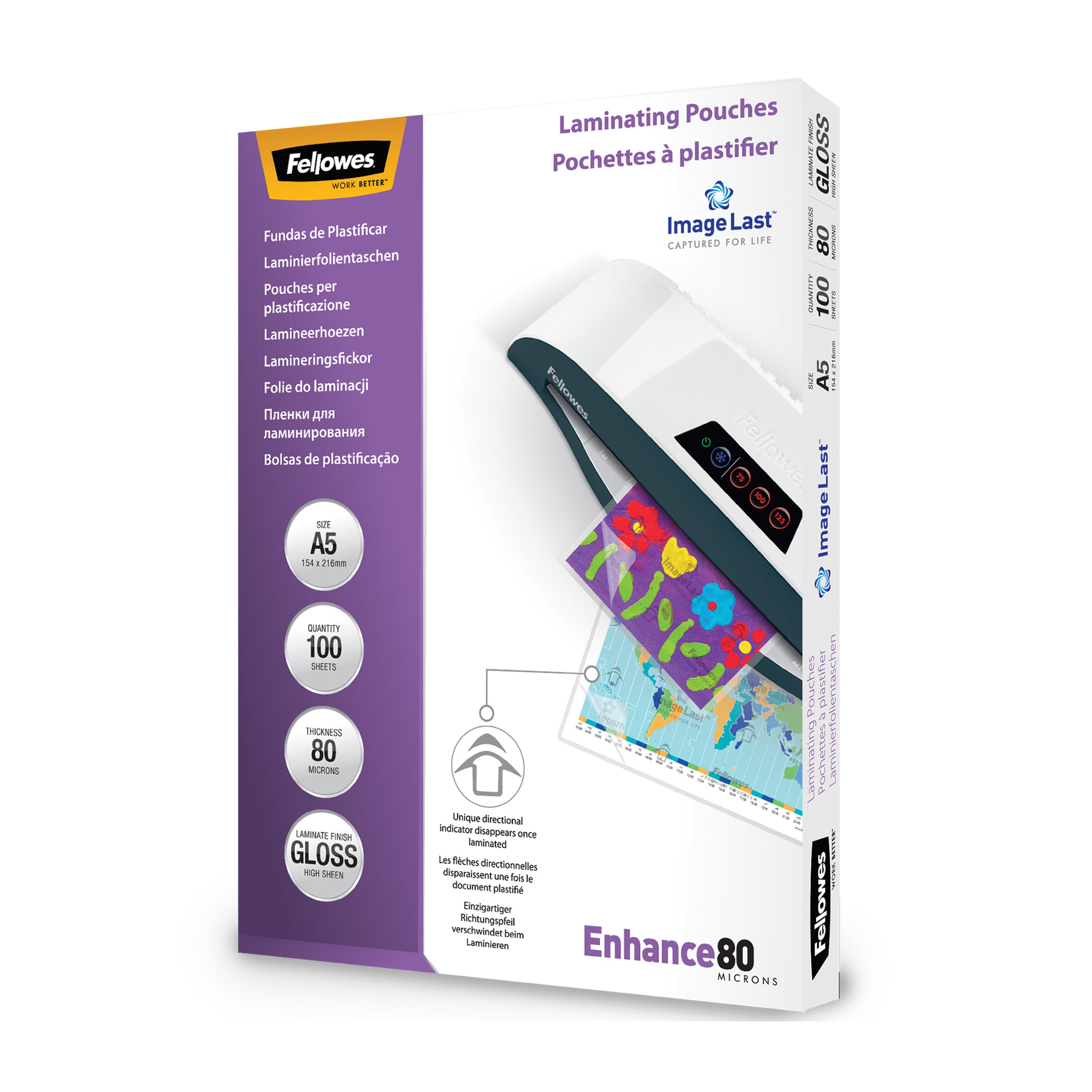 Fellowes ImageLast Gloss Laminating Pouch (80 Micron) - A5 - Pack of 100 